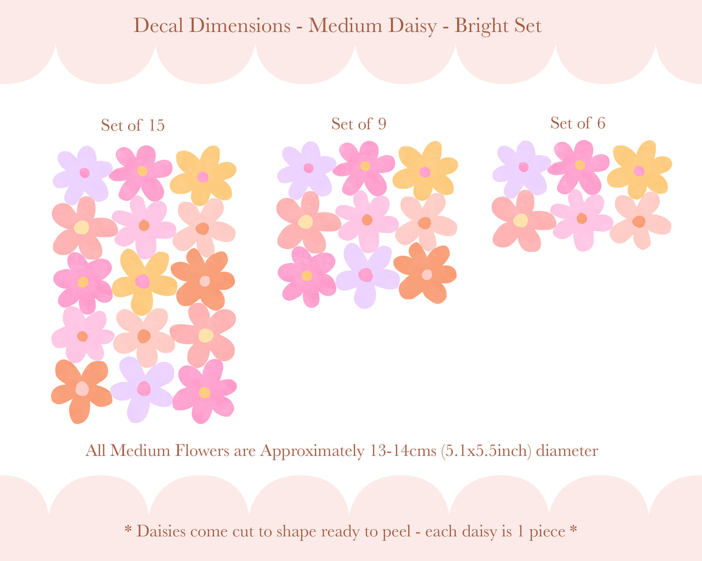 Pip+Phee Daisy Fabric Wall Decals - Medium Size - Bright Colours