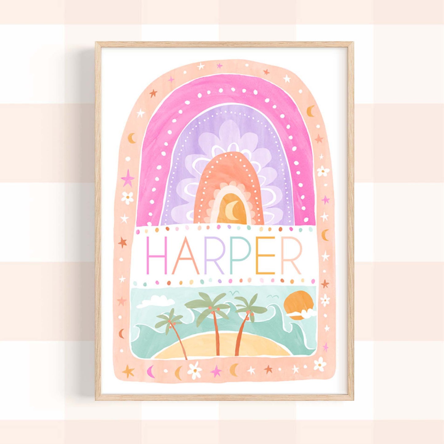 Pip+Phee Coastal Dreamer Personalised Name Art Print - Bright