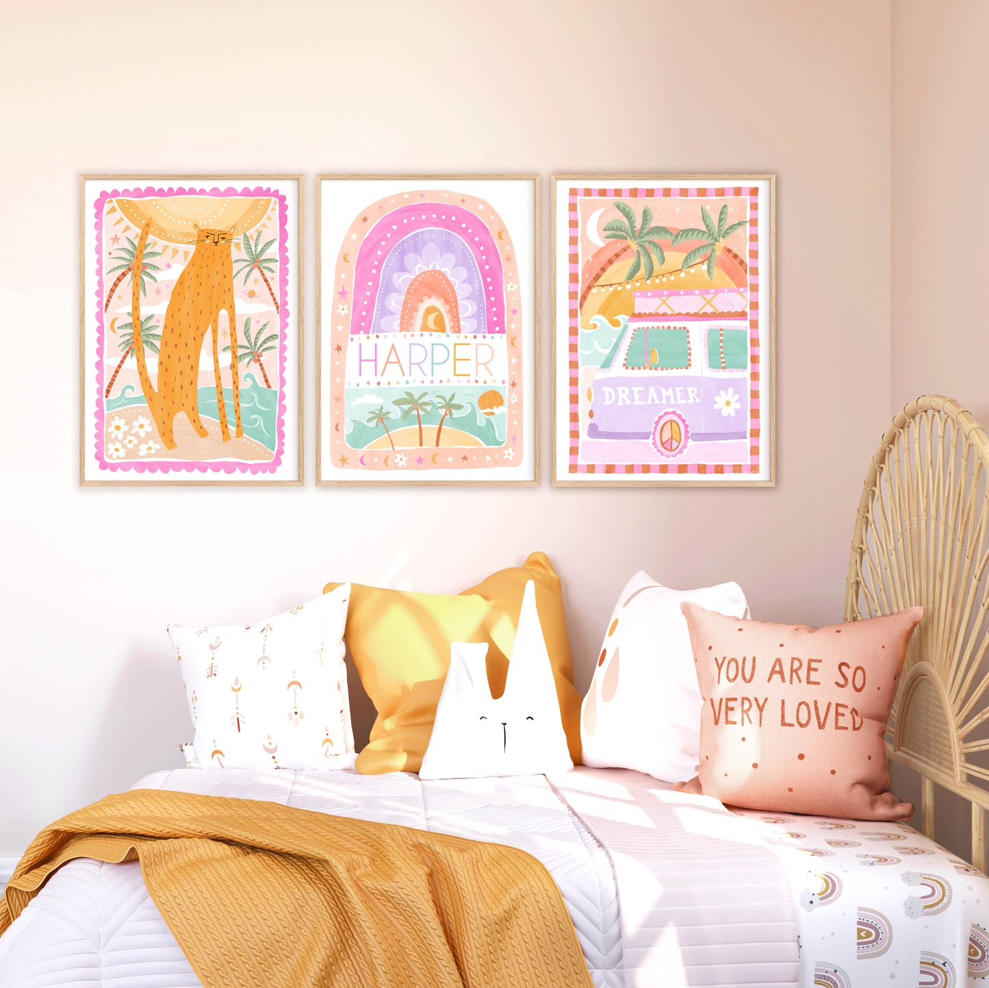 Pip+Phee Coastal Dreamer Personalised Name Art Print - Bright