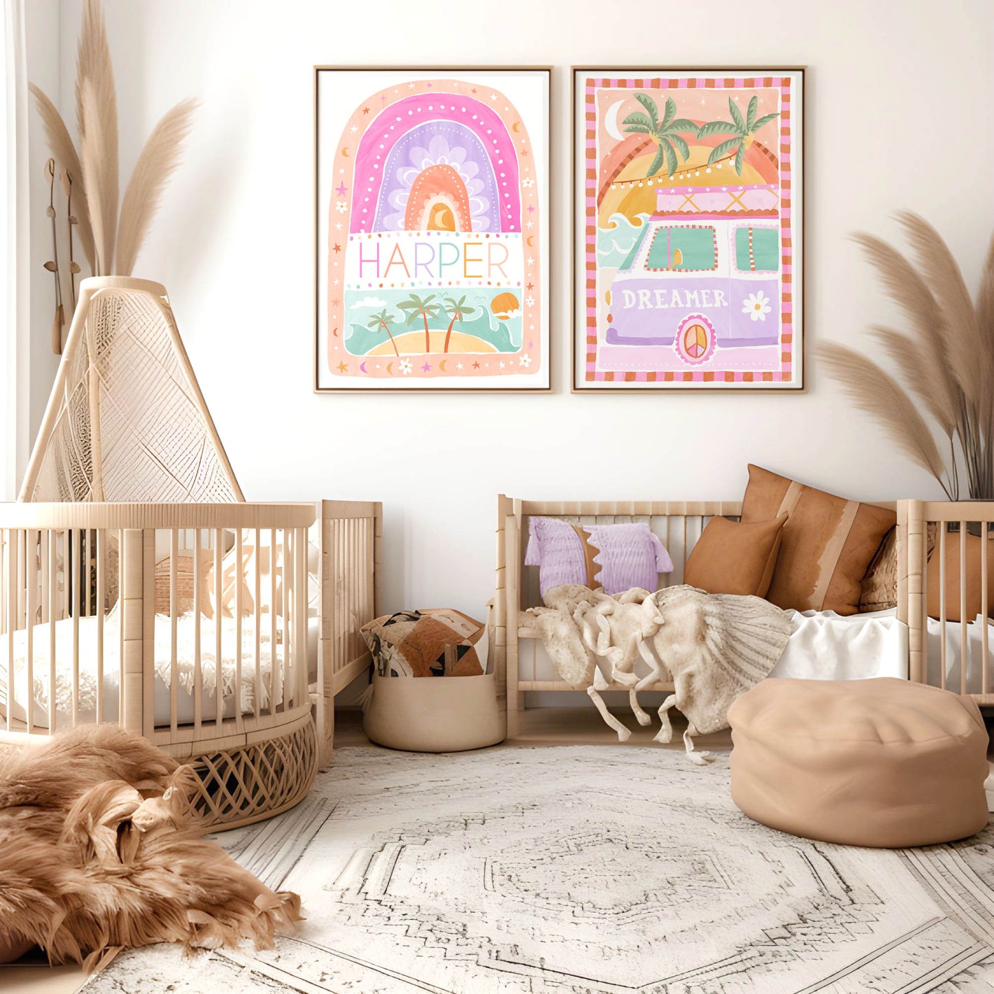 Pip+Phee Coastal Dreamer Personalised Name Art Print - Bright