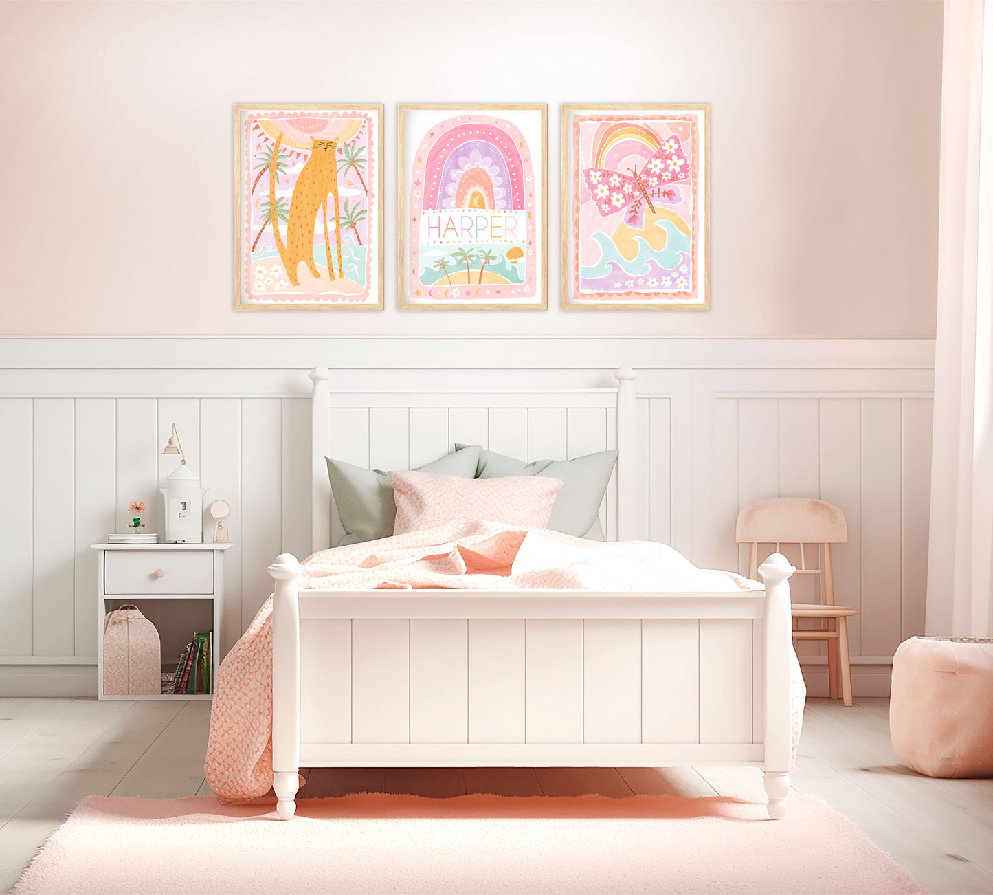 Pip+Phee Coastal Dreamer Personalised Name Art Print - Dusty Pastel