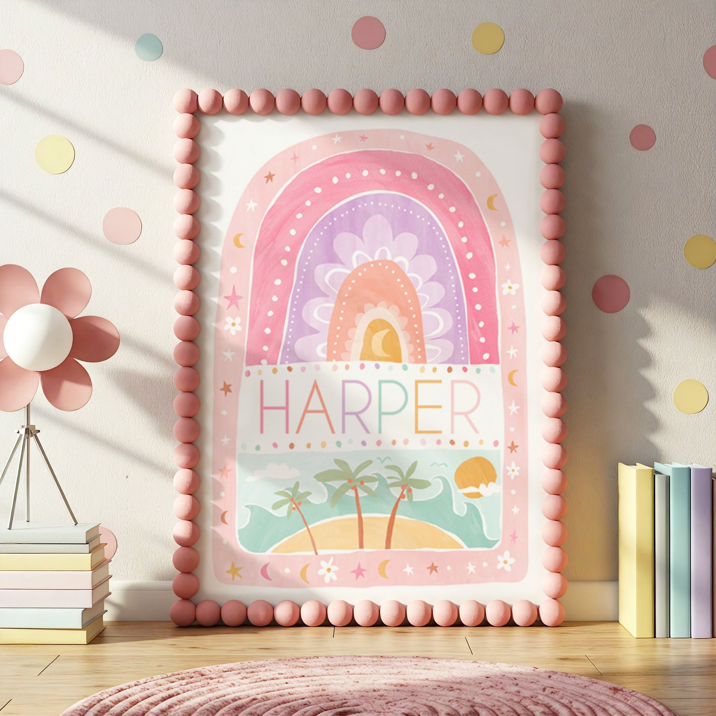 Pip+Phee Coastal Dreamer Personalised Name Art Print - Dusty Pastel