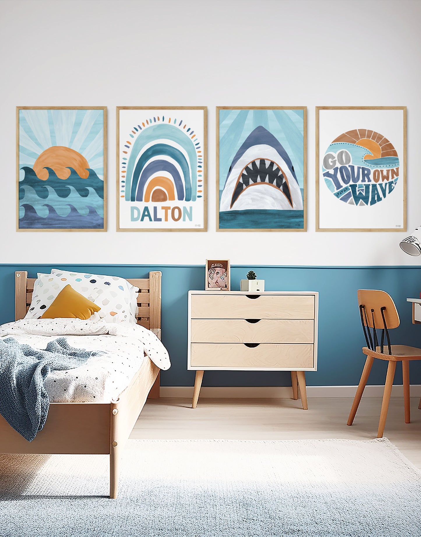 Pip+Phee Surf Shark Art Print