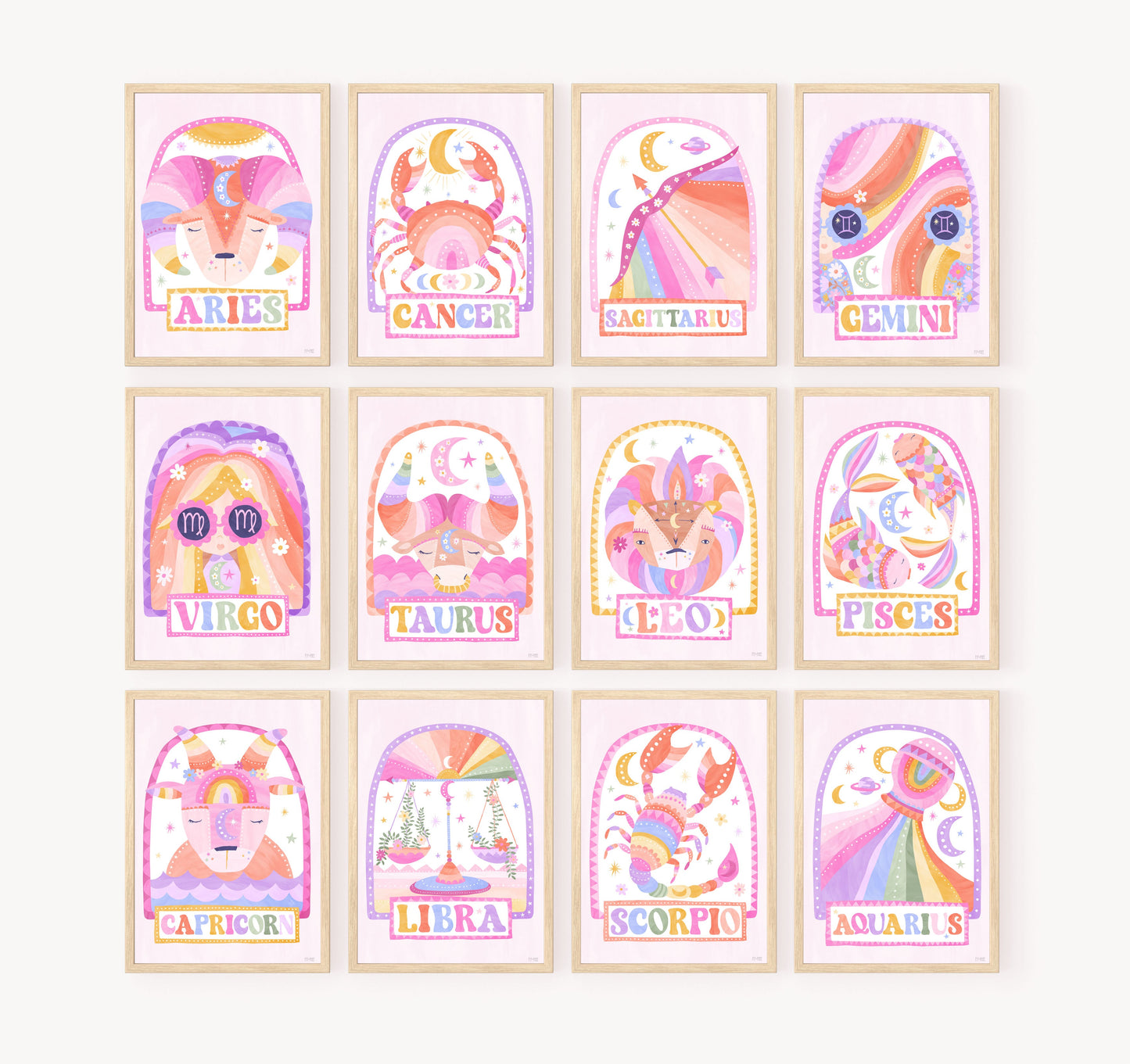 Pip+Phee Horoscope Zodiac Art Print - Aries - Bright