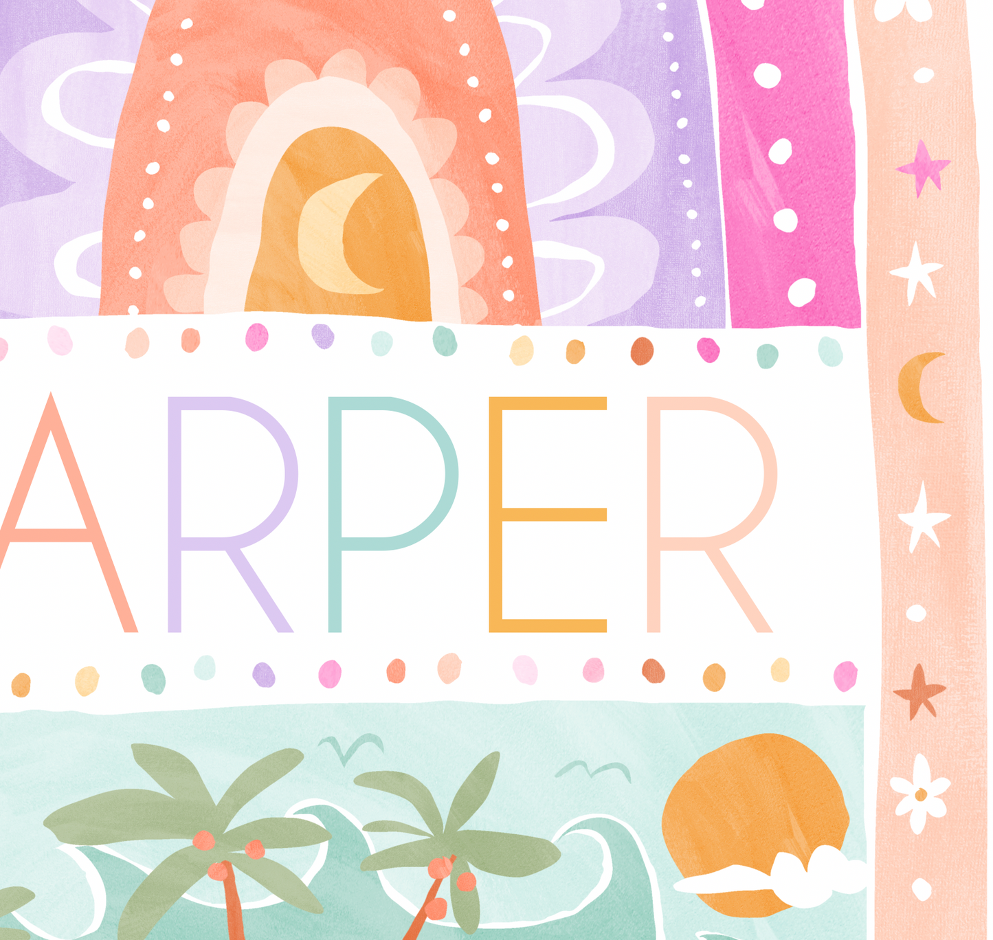 Pip+Phee Coastal Dreamer Personalised Name Art Print - Bright
