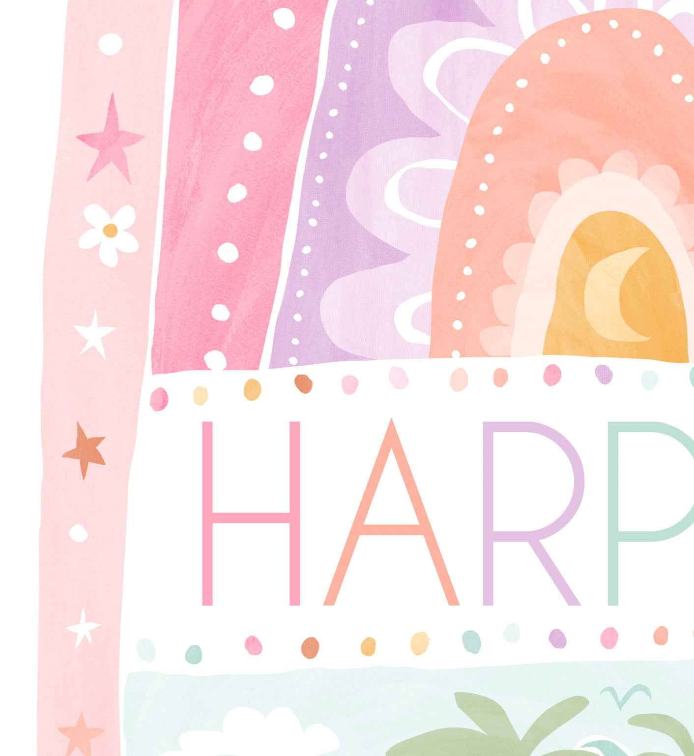 Pip+Phee Coastal Dreamer Personalised Name Art Print - Dusty Pastel