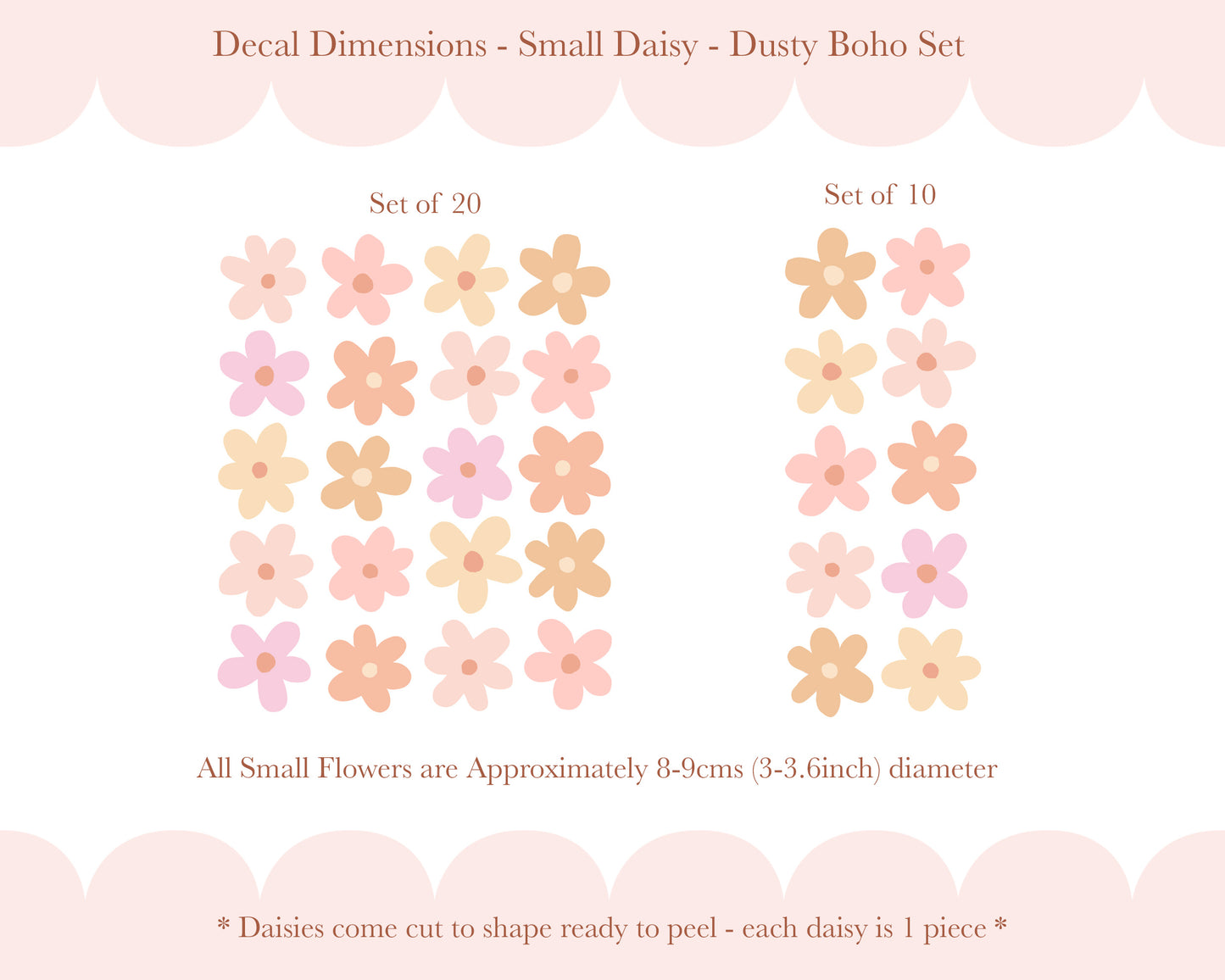 Pip+Phee Daisy Fabric Wall Decals - Small Size - Dusty Boho Colours