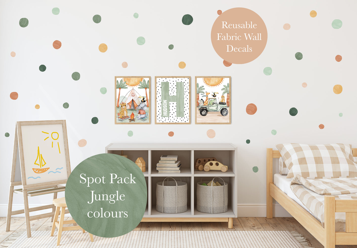 Pip+Phee Spot Fabric Wall Decals - Reusable - Jungle Colours
