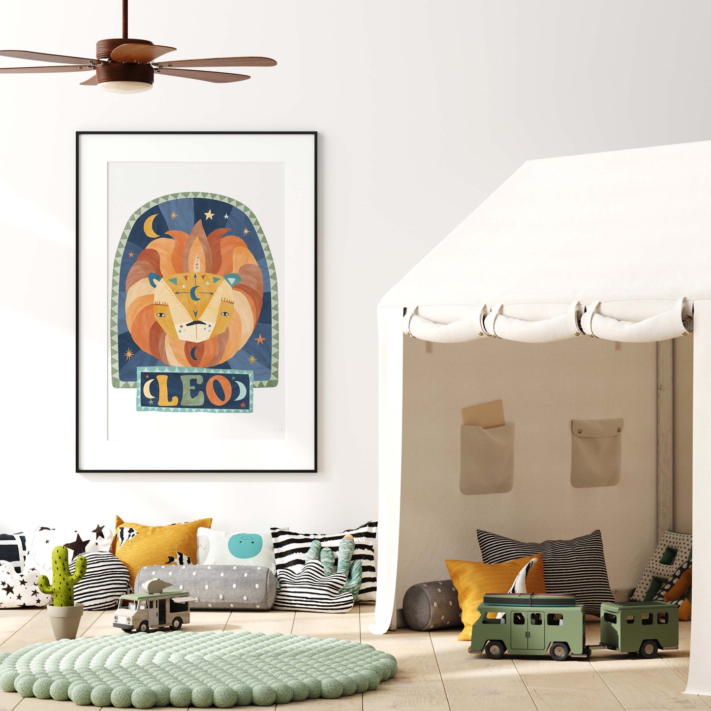 Pip+Phee Horoscope Zodiac Art Print - Leo - Blue/Rust