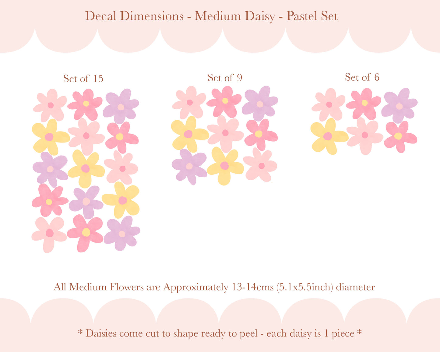 Pip+Phee Daisy Fabric Wall Decals - Medium Size - Pastel Colours
