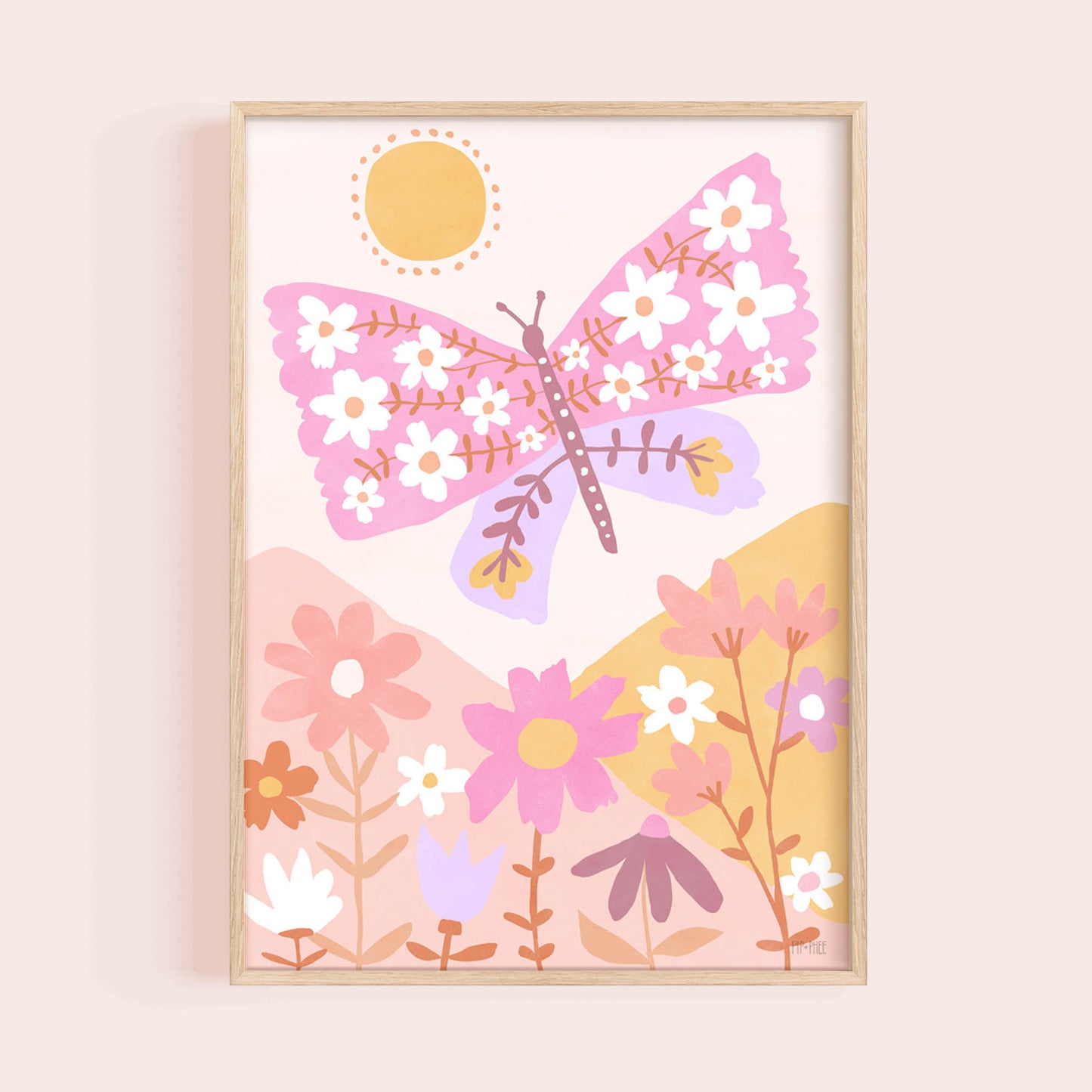 Pip+Phee Daisy Butterfly Art Print - Bright