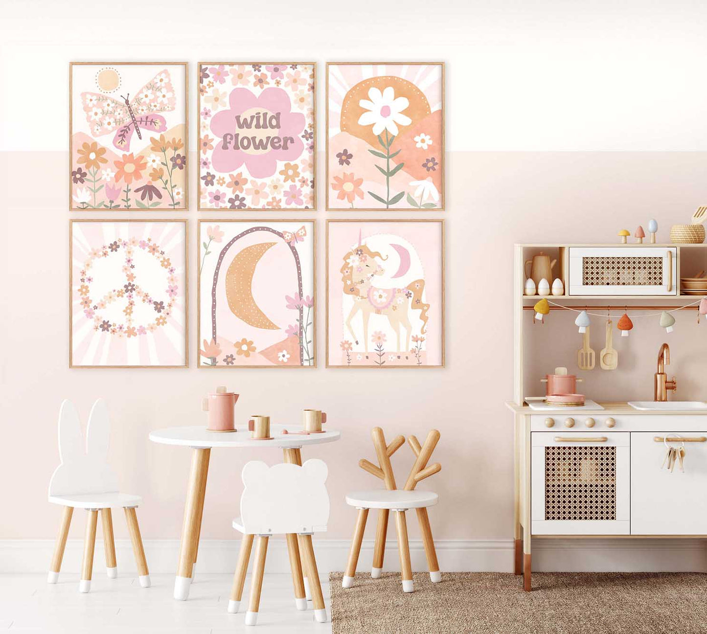Pip+Phee Daisy Unicorn Art Print - Dusty