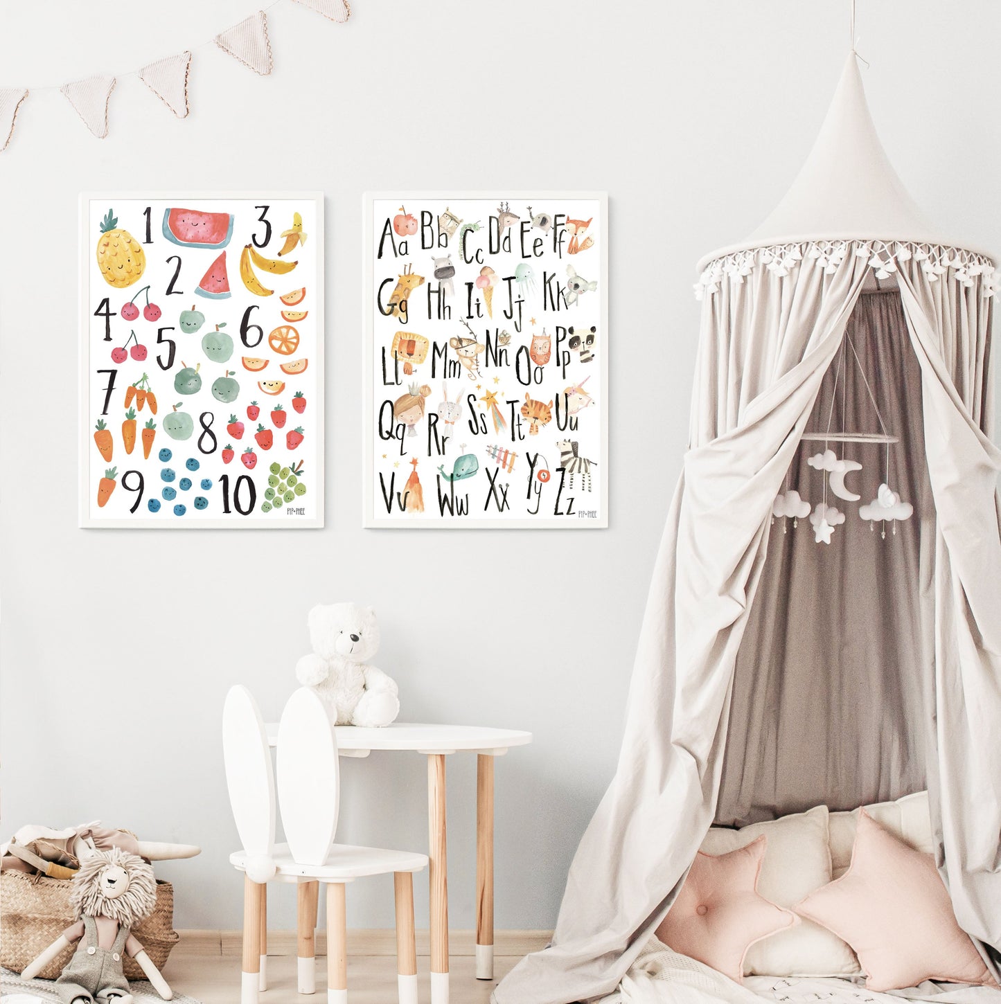 Pip+Phee Watercolour Picture Alphabet Art Print