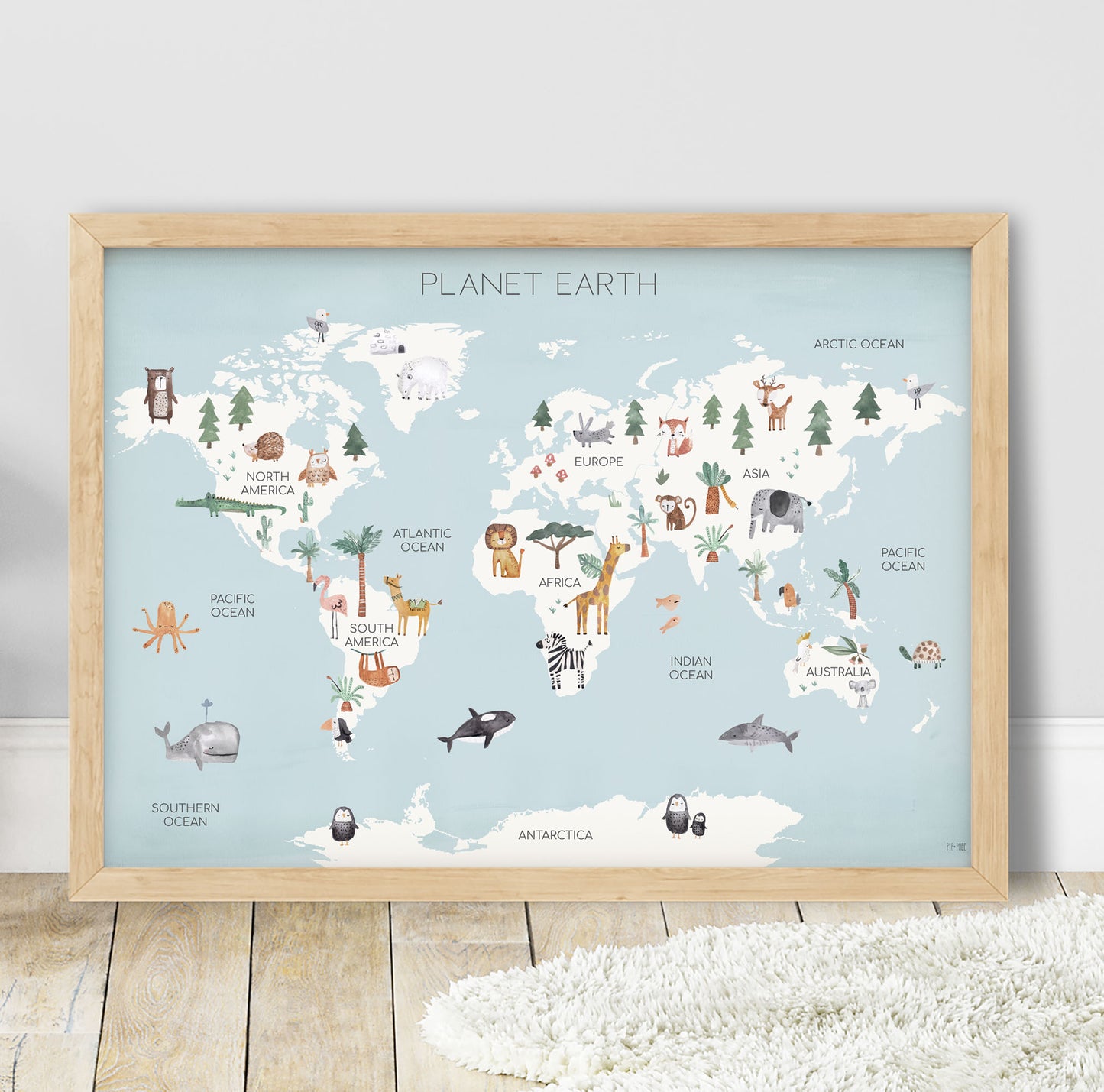 Pip+Phee Planet Earth Art Print - Aqua