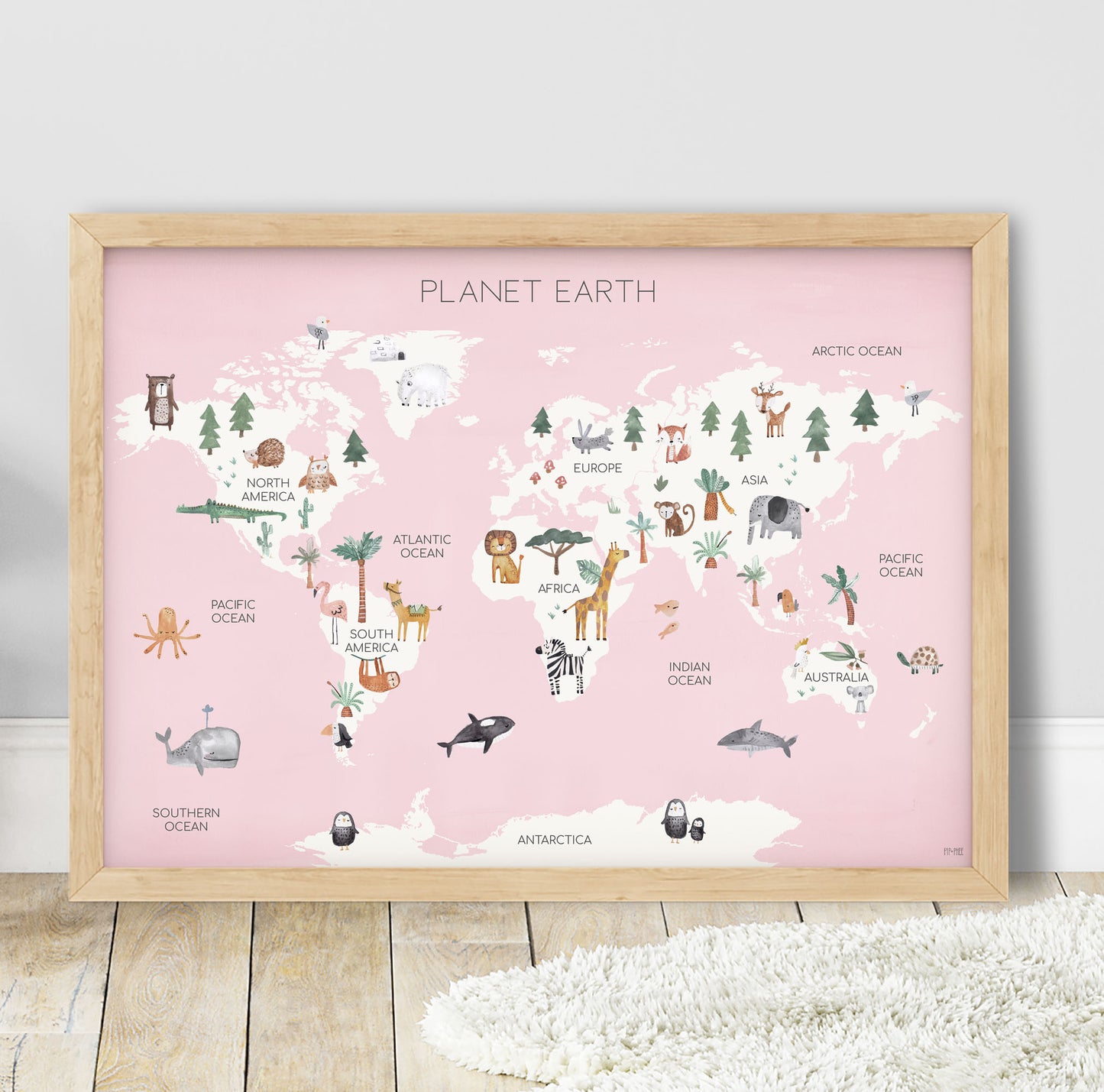 Pip+Phee Planet Earth Art Print - Pink