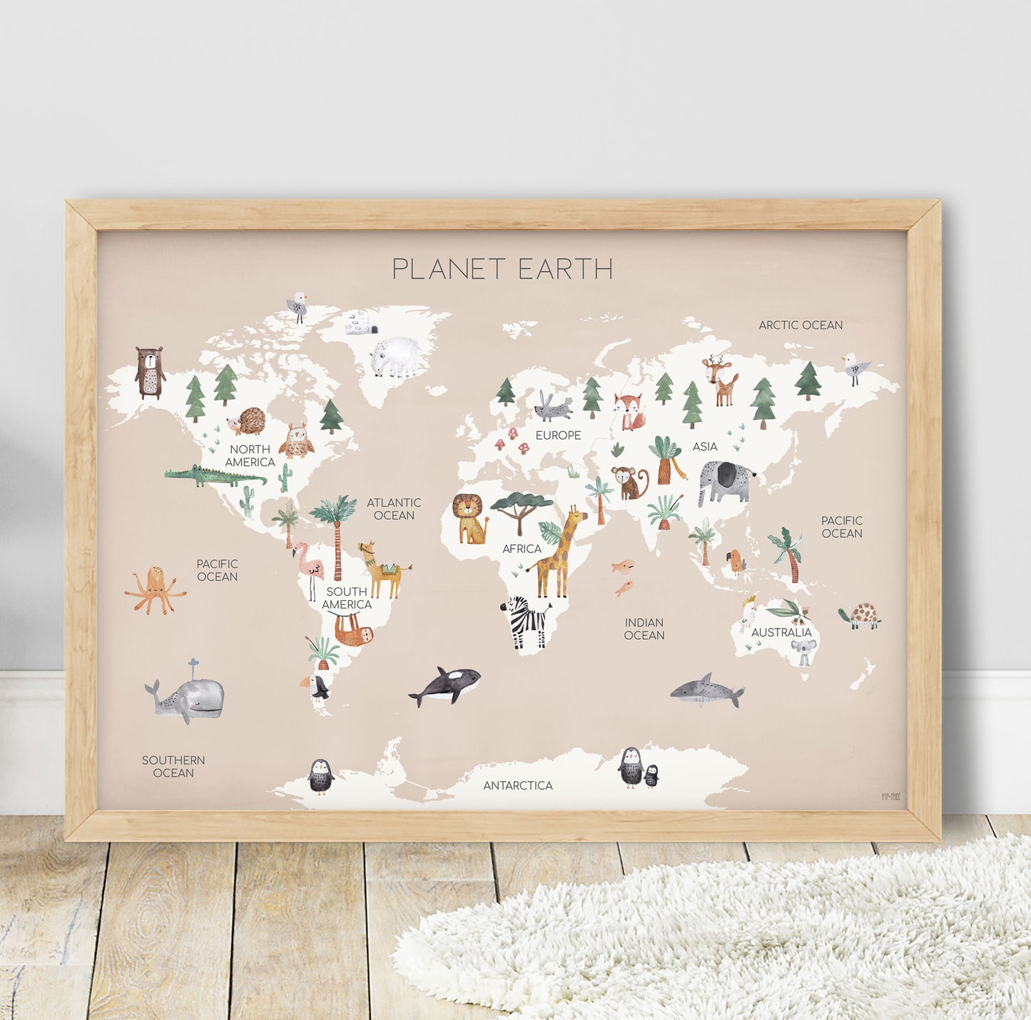 Pip+Phee Planet Earth Art Print - Tan Sand
