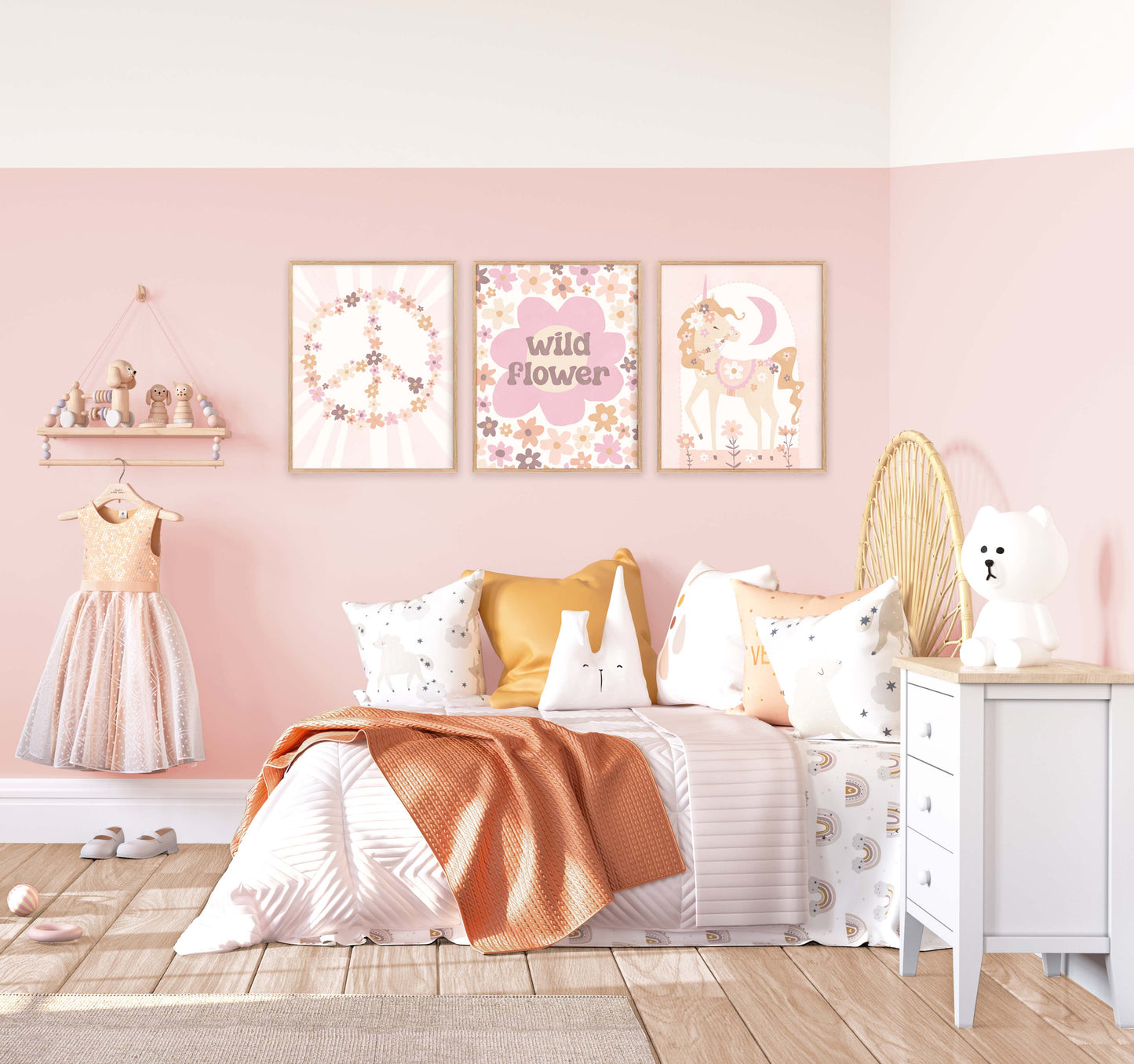 Pip+Phee Daisy Unicorn Art Print - Dusty