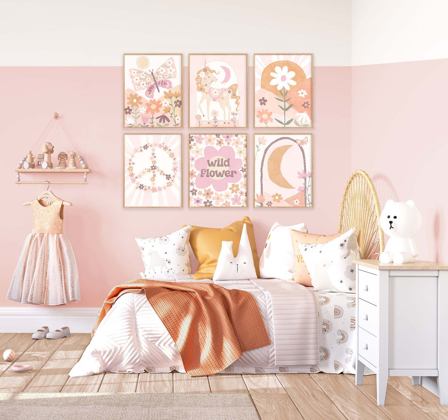 Pip+Phee Daisy Unicorn Art Print - Dusty