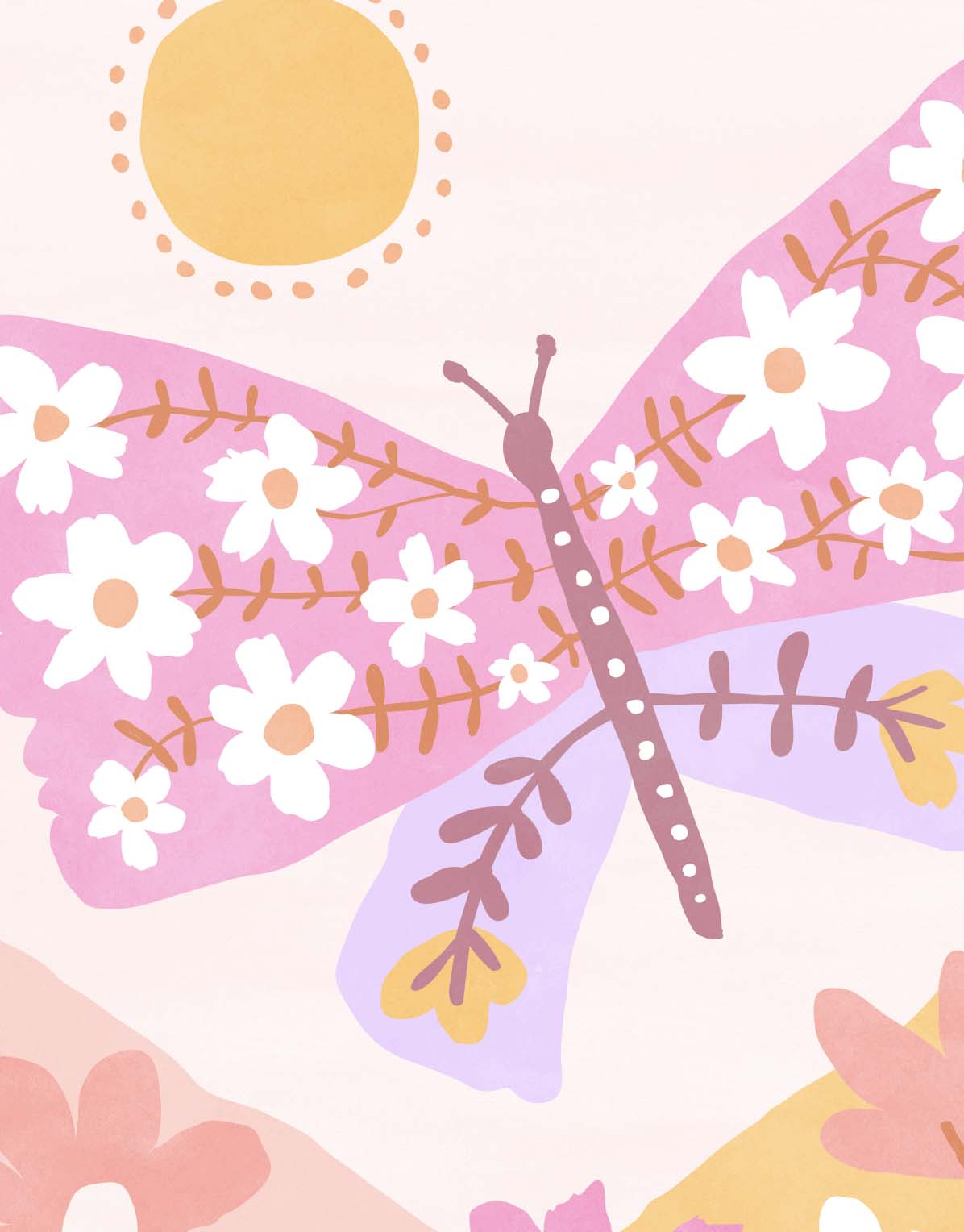 Pip+Phee Daisy Butterfly Art Print - Bright