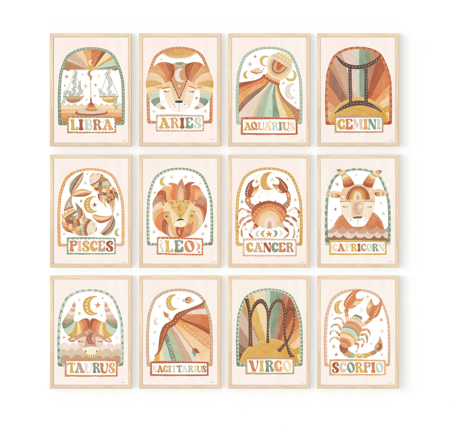 Pip+Phee Horoscope Zodiac Art Print - Gemini - Neutral