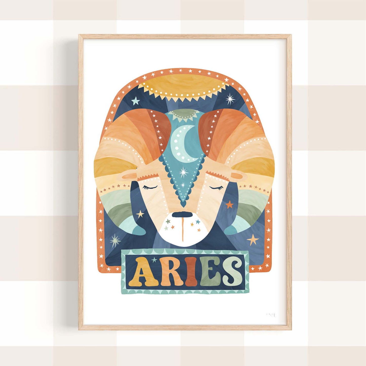 Pip+Phee Horoscope Zodiac Art Print - Aries - Blue/Rust