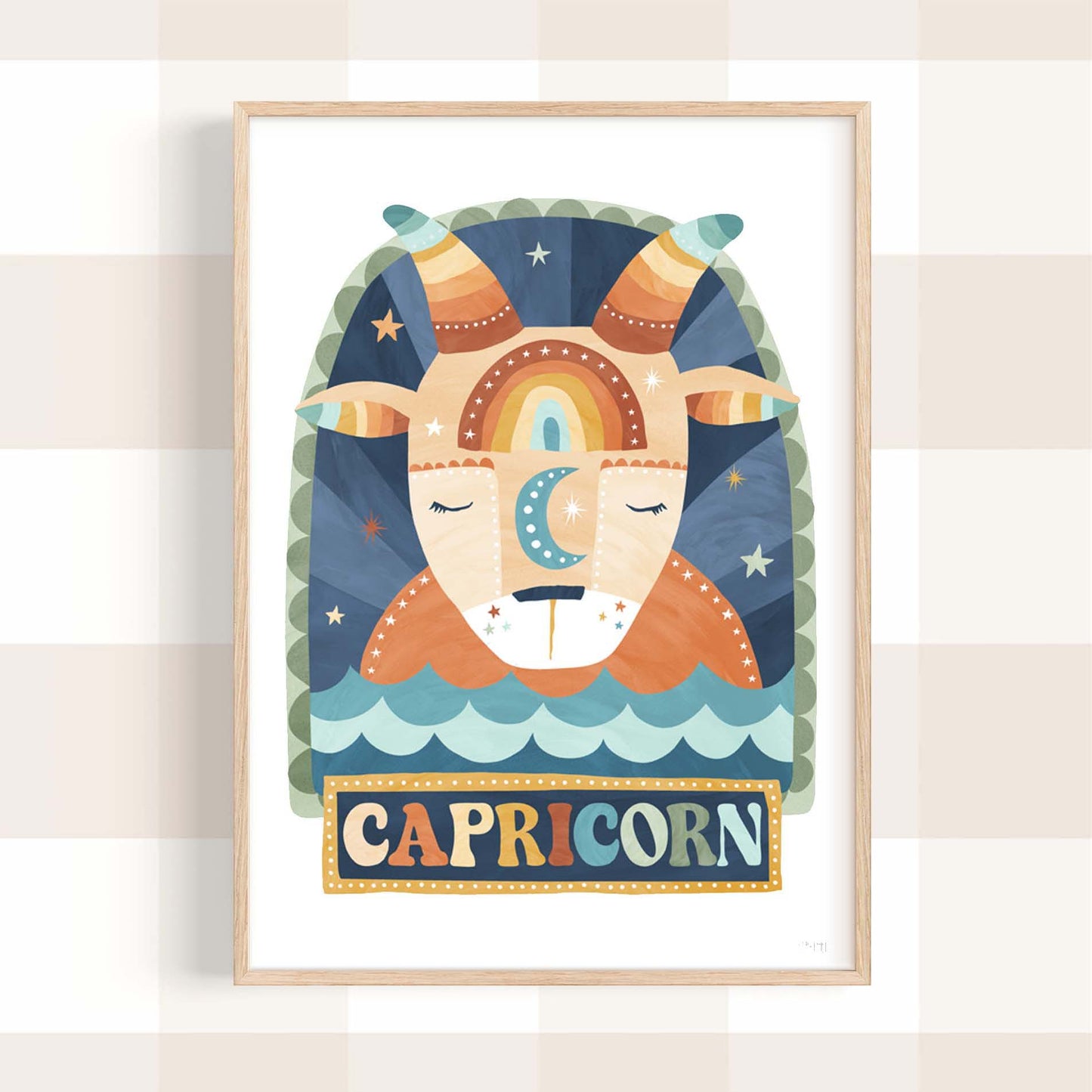 Pip+Phee Horoscope Zodiac Art Print - Capricorn - Blue/Rust