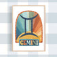 Pip+Phee Horoscope Zodiac Art Print - Gemini - Blue/Rust