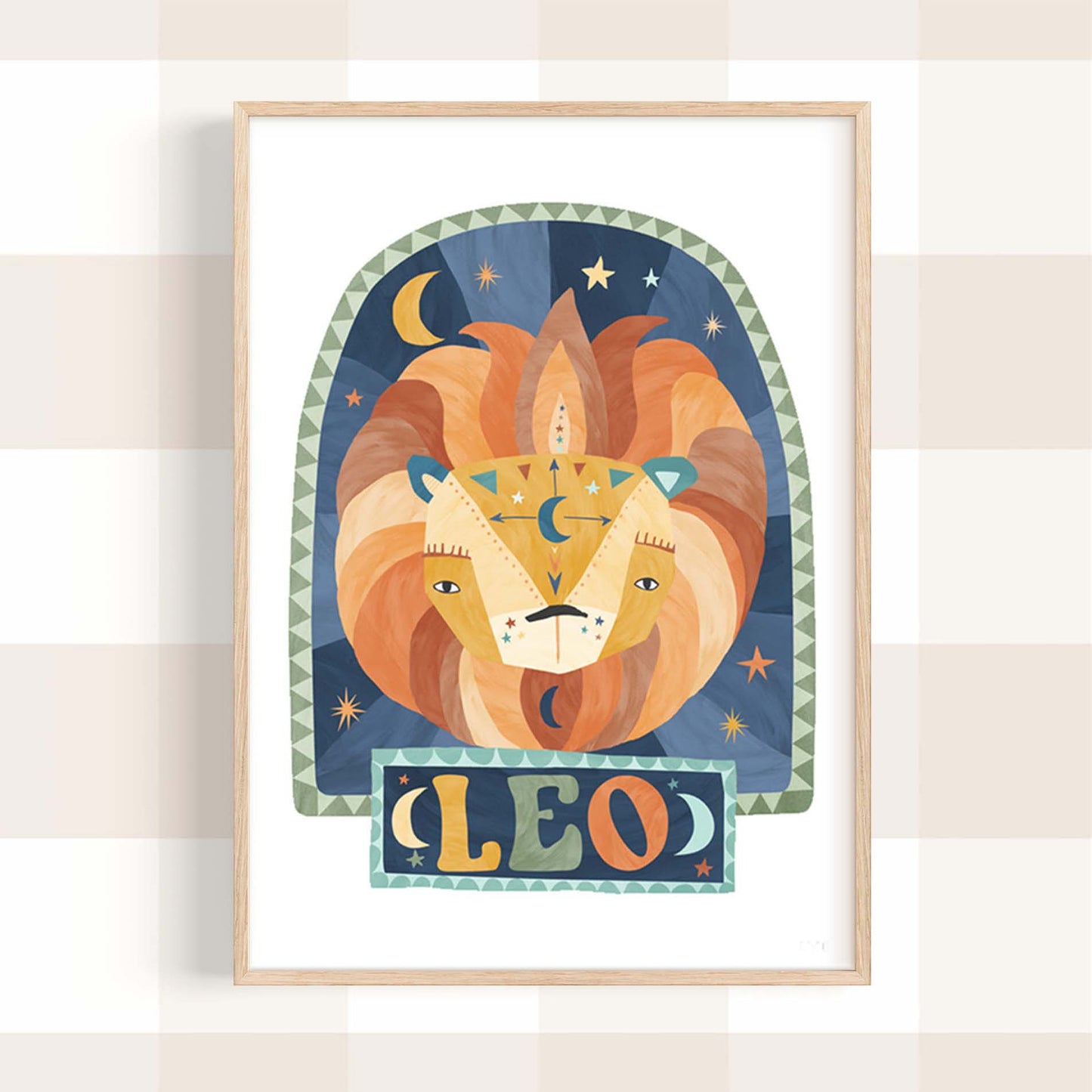 Pip+Phee Horoscope Zodiac Art Print - Leo - Blue/Rust