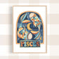 Pip+Phee Horoscope Zodiac Art Print - Pisces - Blue/Rust