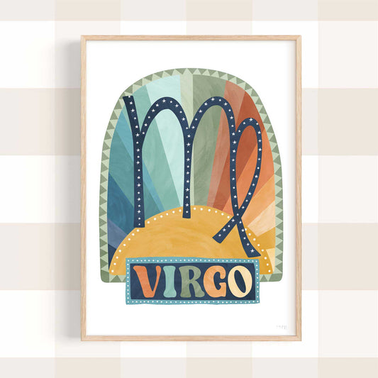Pip+Phee Horoscope Zodiac Art Print - Virgo - Blue/Rust