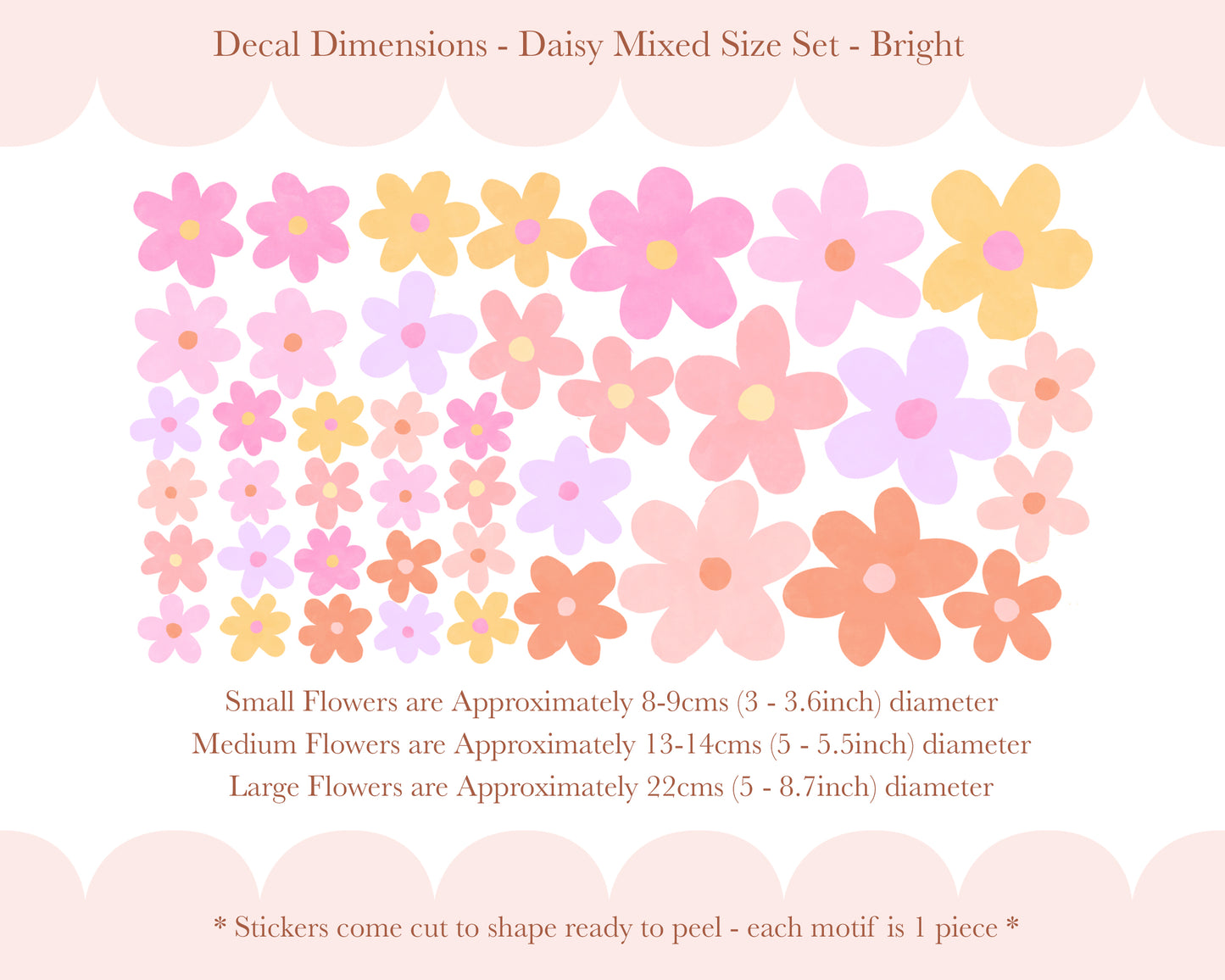 Pip+Phee Daisy Fabric Wall Decal Set - Bright Colours - Mixed Sizes