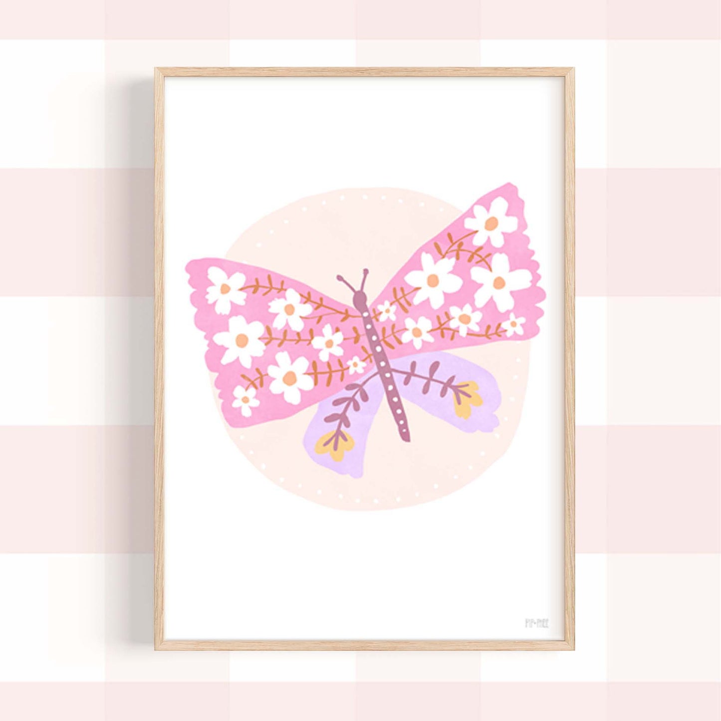 Pip+Phee Daisy Butterfly Circle Art Print - Bright