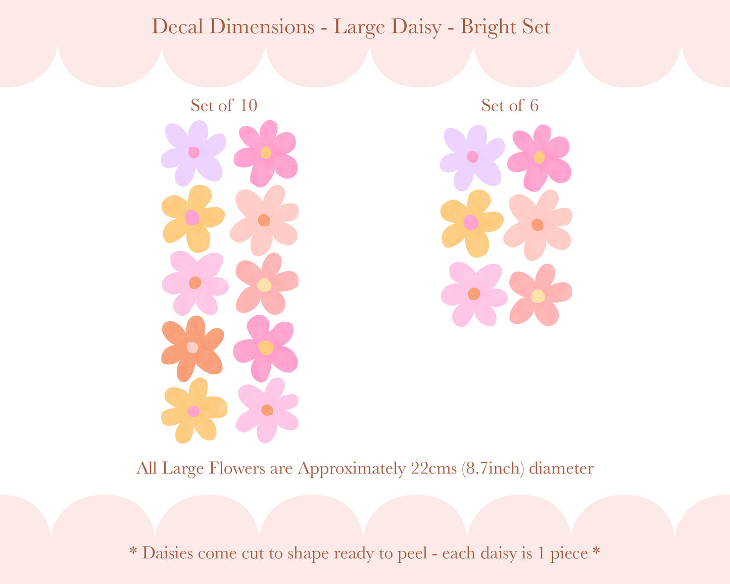 Pip+Phee Daisy Fabric Wall Decals - Large Size - Bright Colours