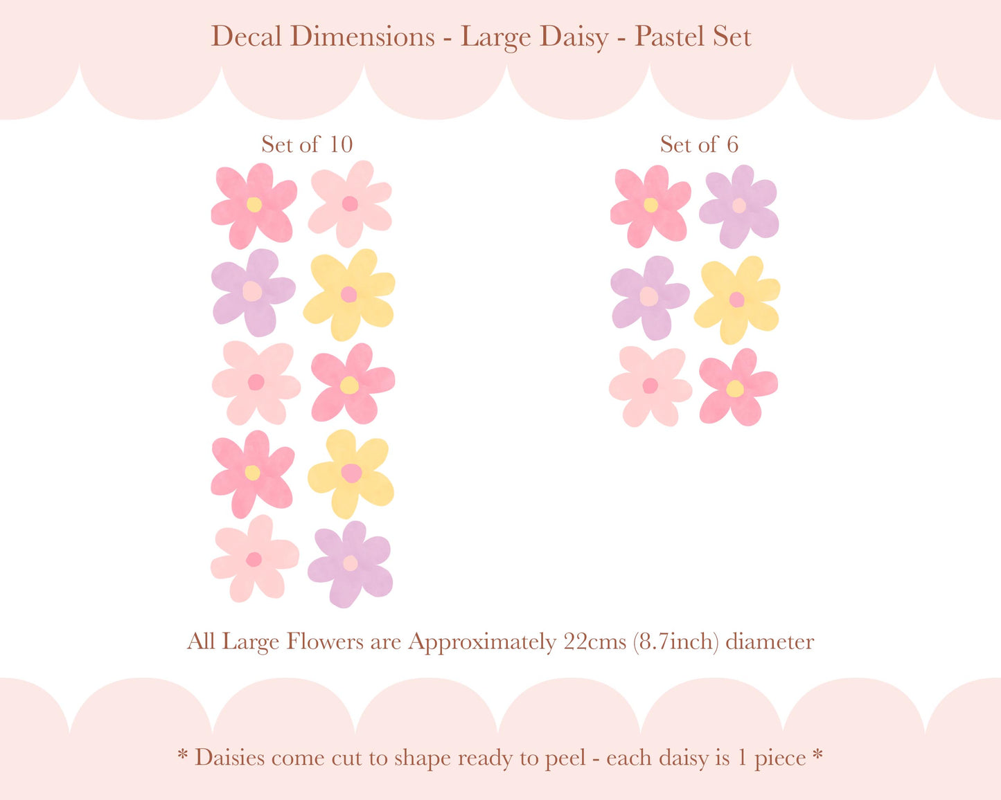 Pip+Phee Daisy Fabric Wall Decals - Large Size - Pastel Colours