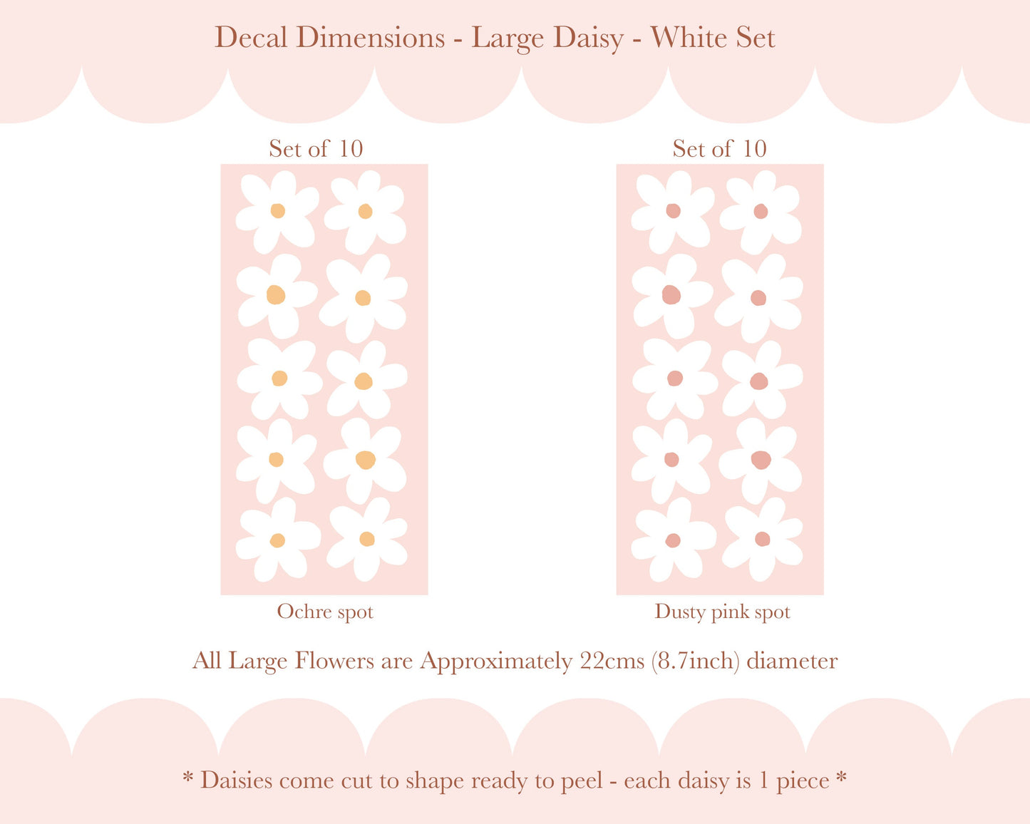 Pip+Phee Daisy Fabric Wall Decals - Large Size - White with Ochre Spot