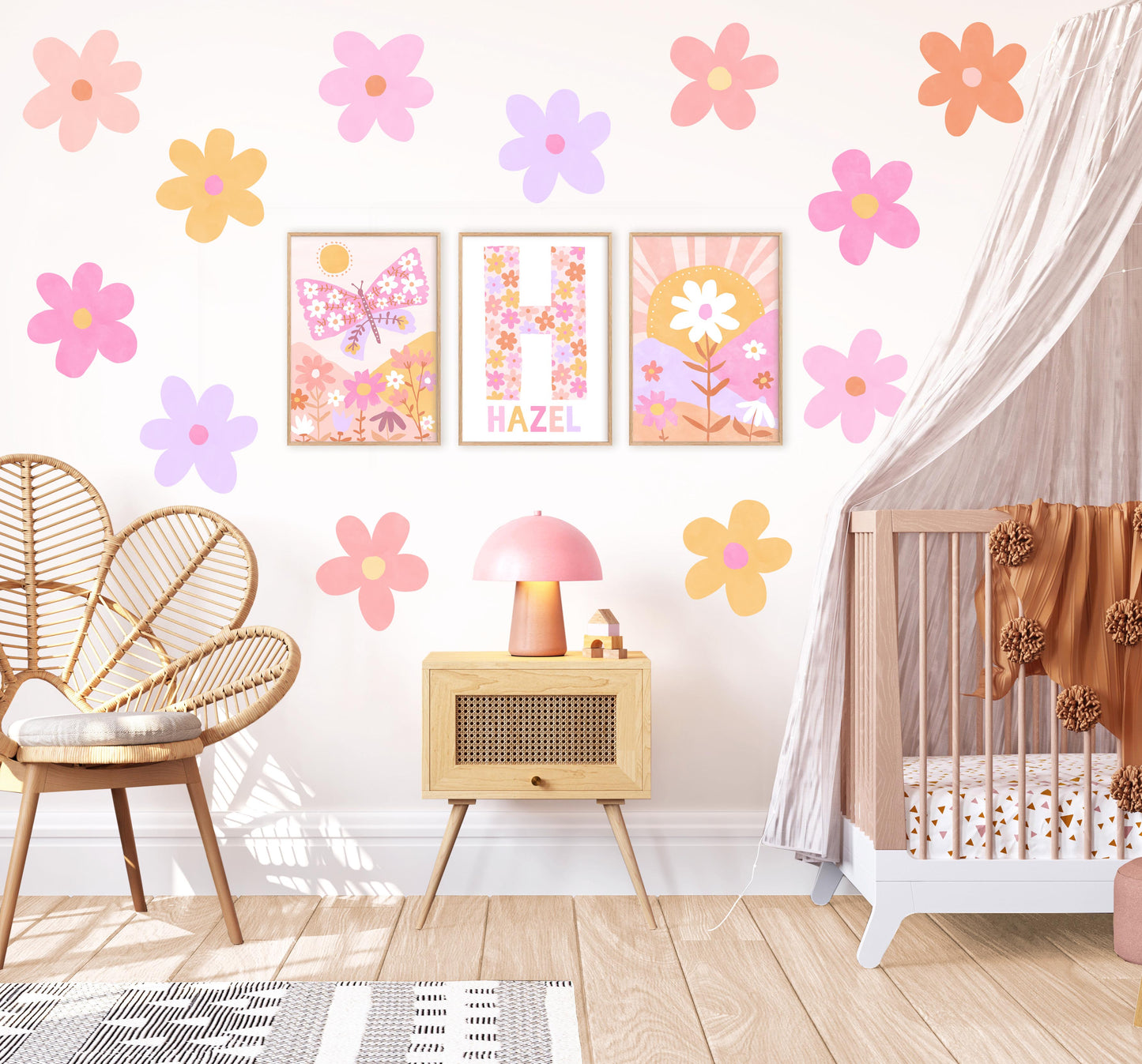 Pip+Phee Daisy Fabric Wall Decals - Large Size - Bright Colours