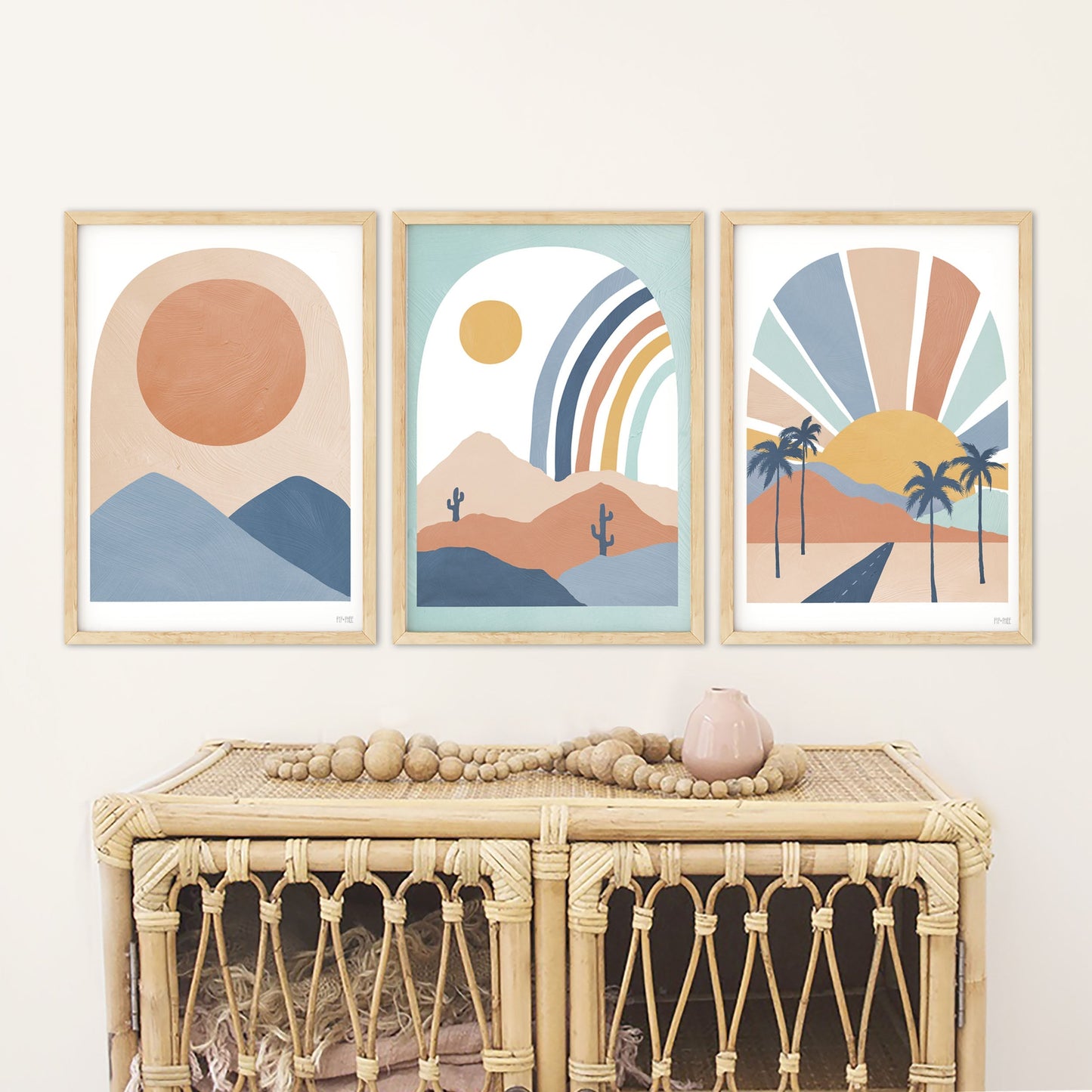 Pip+Phee Cactus Valley  Art Print - Blue/Rust