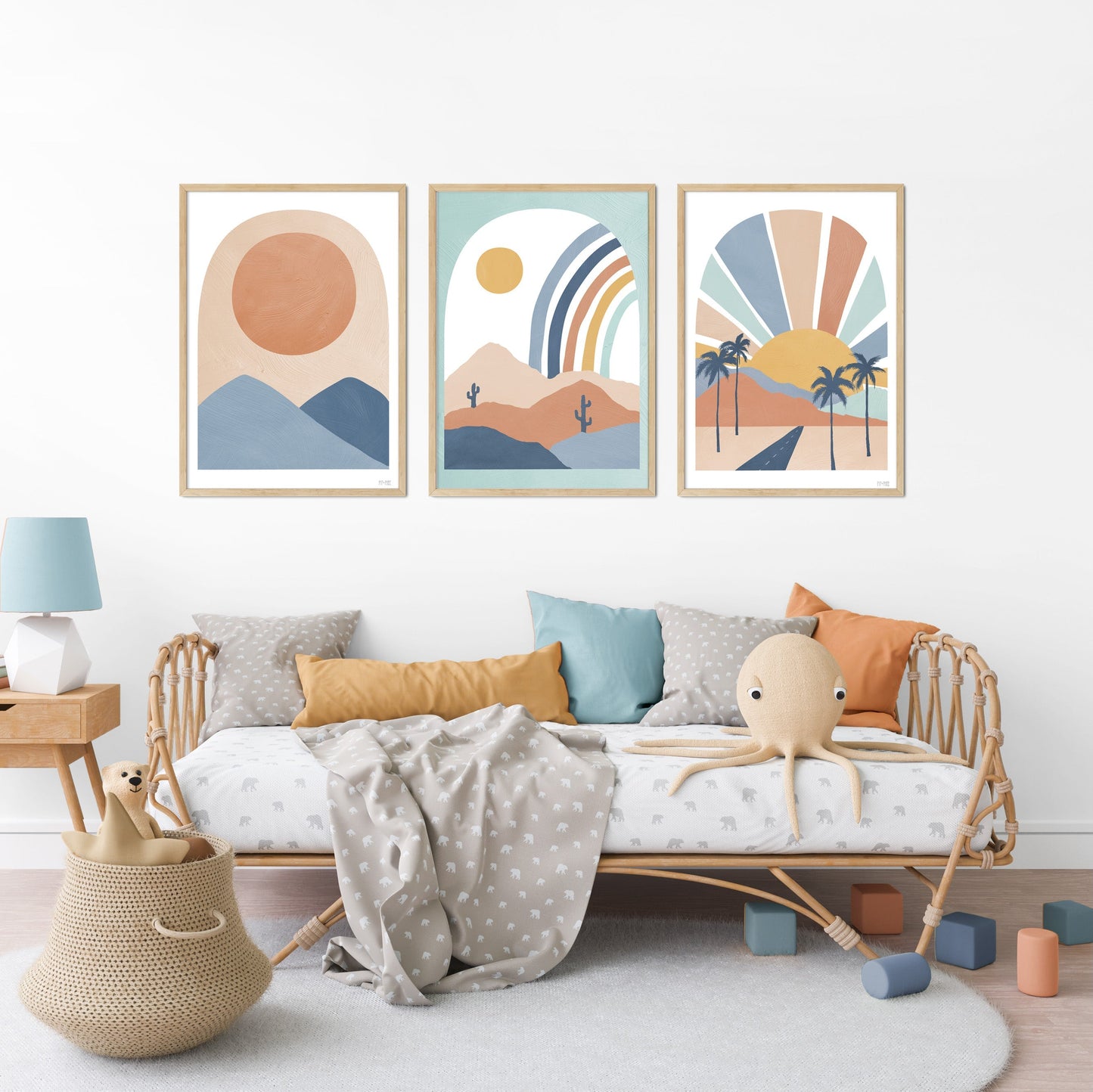 Pip+Phee Cactus Valley  Art Print - Blue/Rust