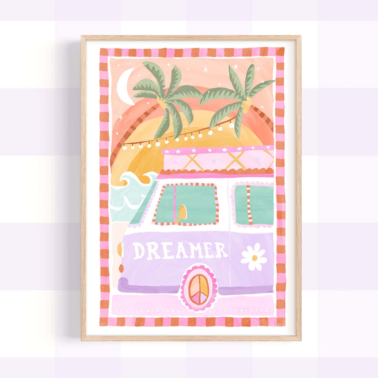 Pip+Phee Coastal Dreamer Surf Kombi Van Beach Art Print - Bright
