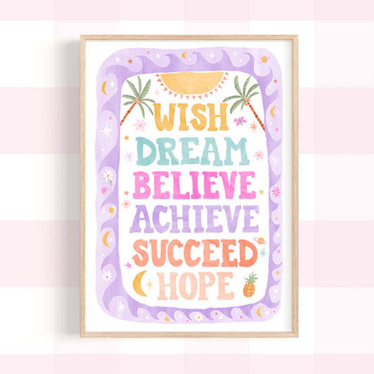 Pip+Phee Coastal Dreamer Positive Affirmation Quote Art Print - Bright