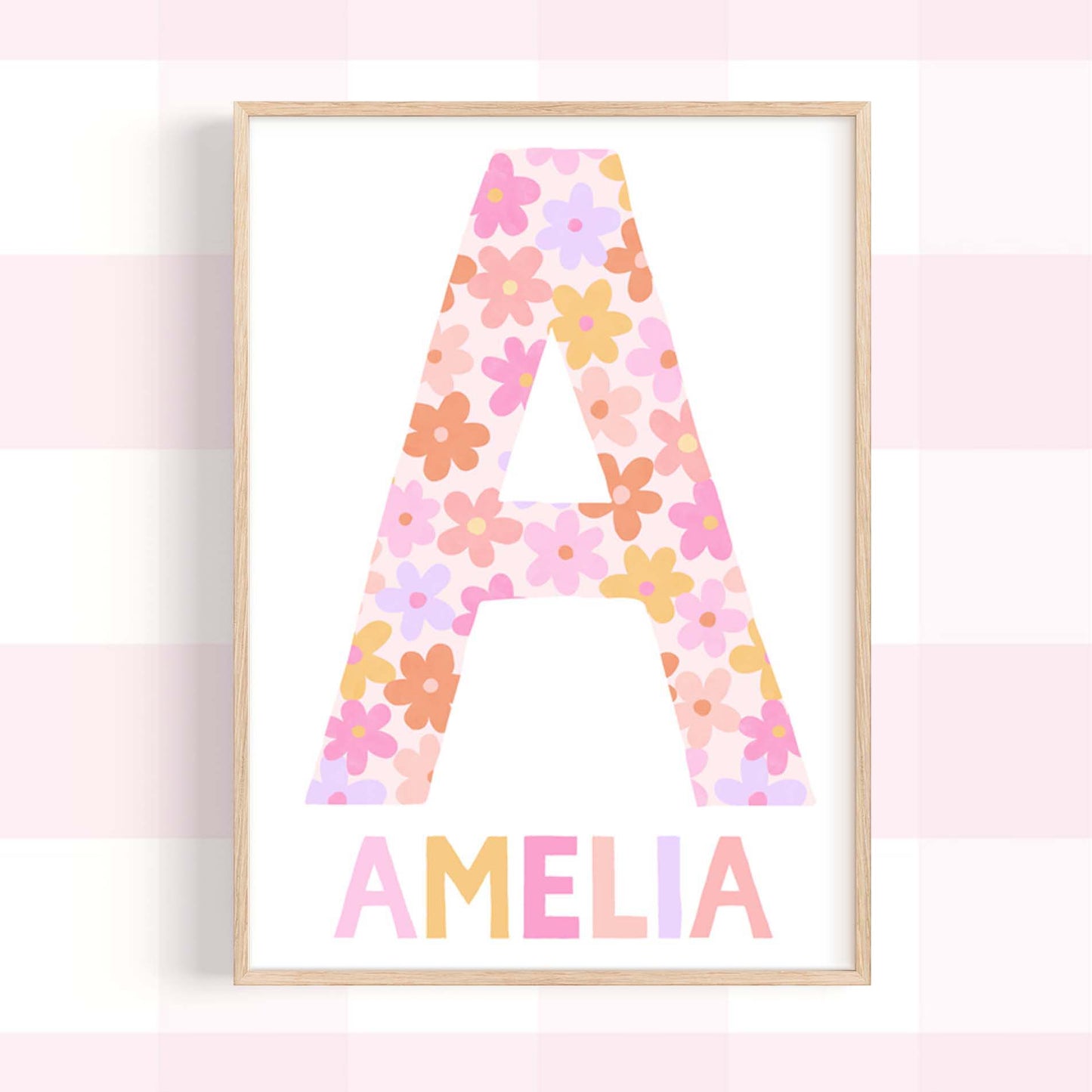 Pip+Phee Personalised Daisy Name Art Print - Bright