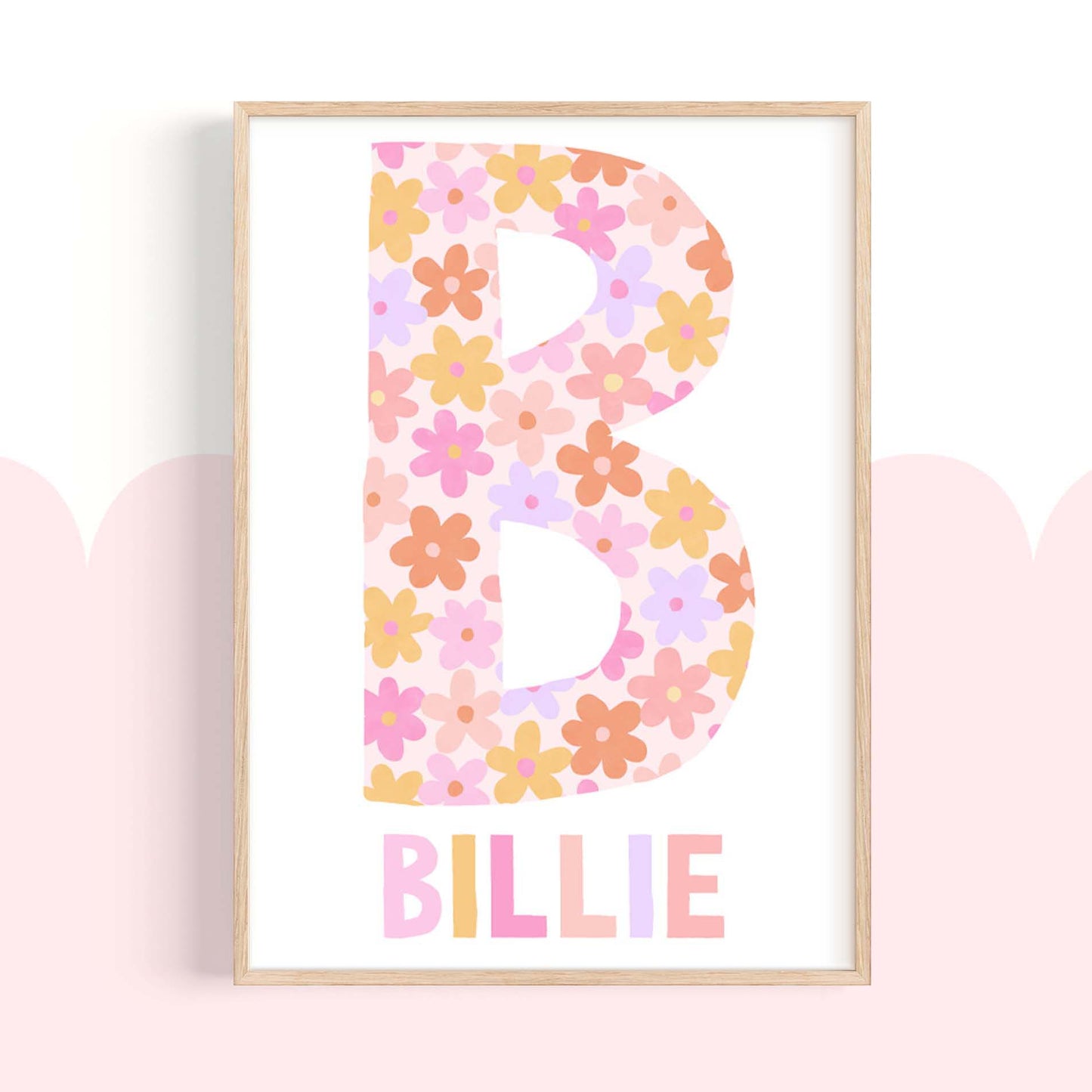 Pip+Phee Personalised Daisy Name Art Print - Bright