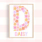 Pip+Phee Personalised Daisy Name Art Print - Bright