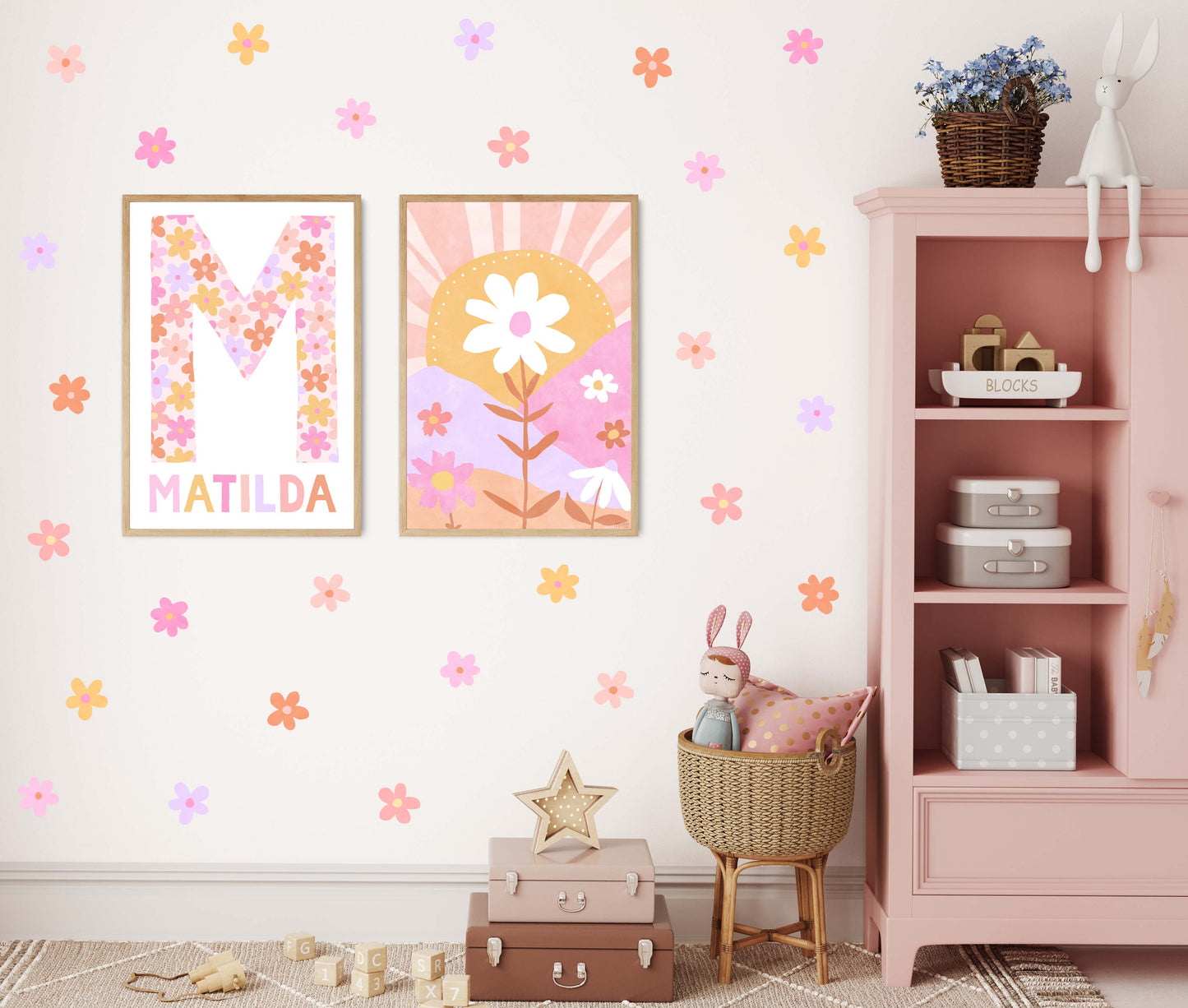 Pip+Phee Personalised Daisy Name Art Print - Bright
