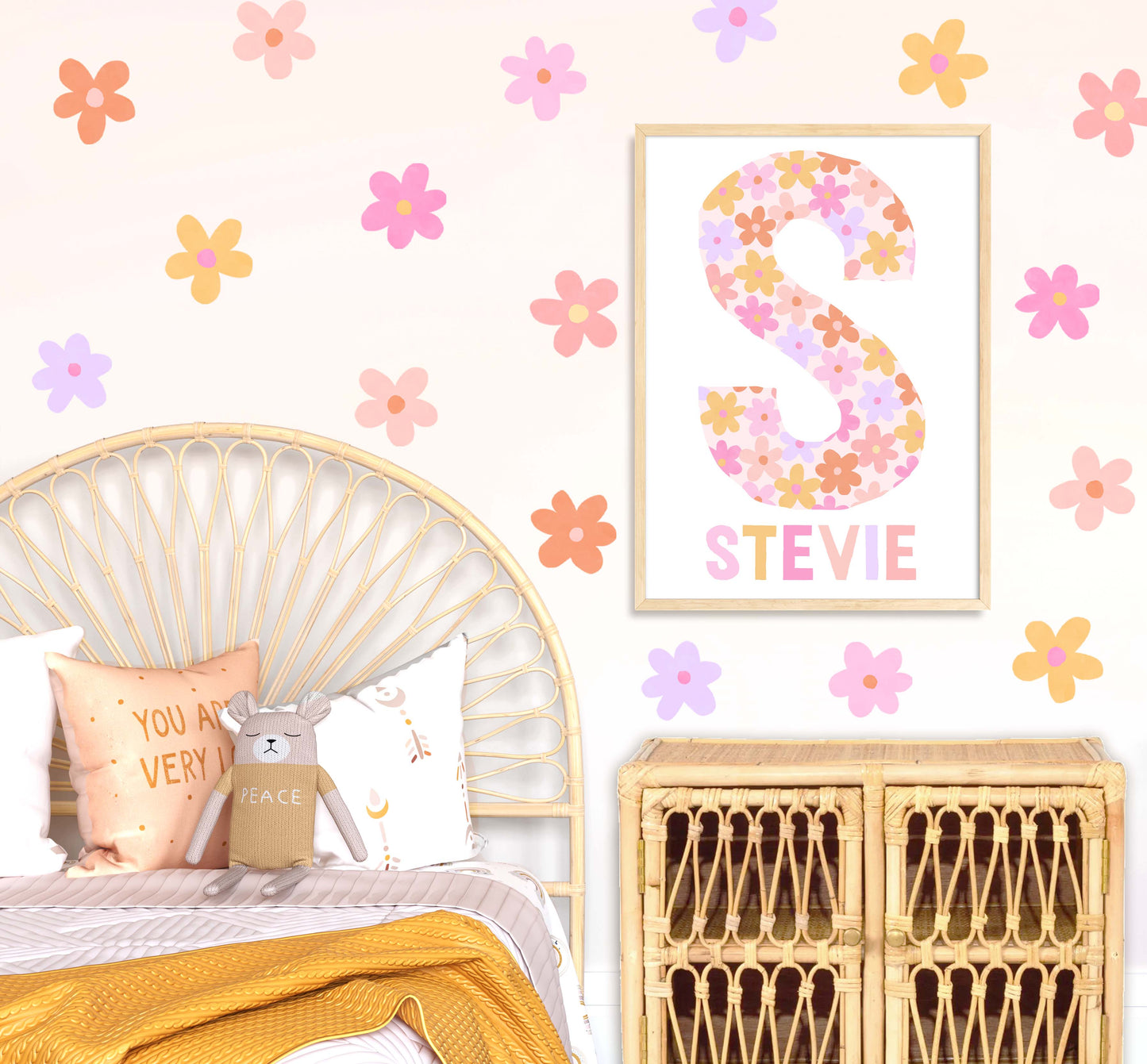 Pip+Phee Personalised Daisy Name Art Print - Bright