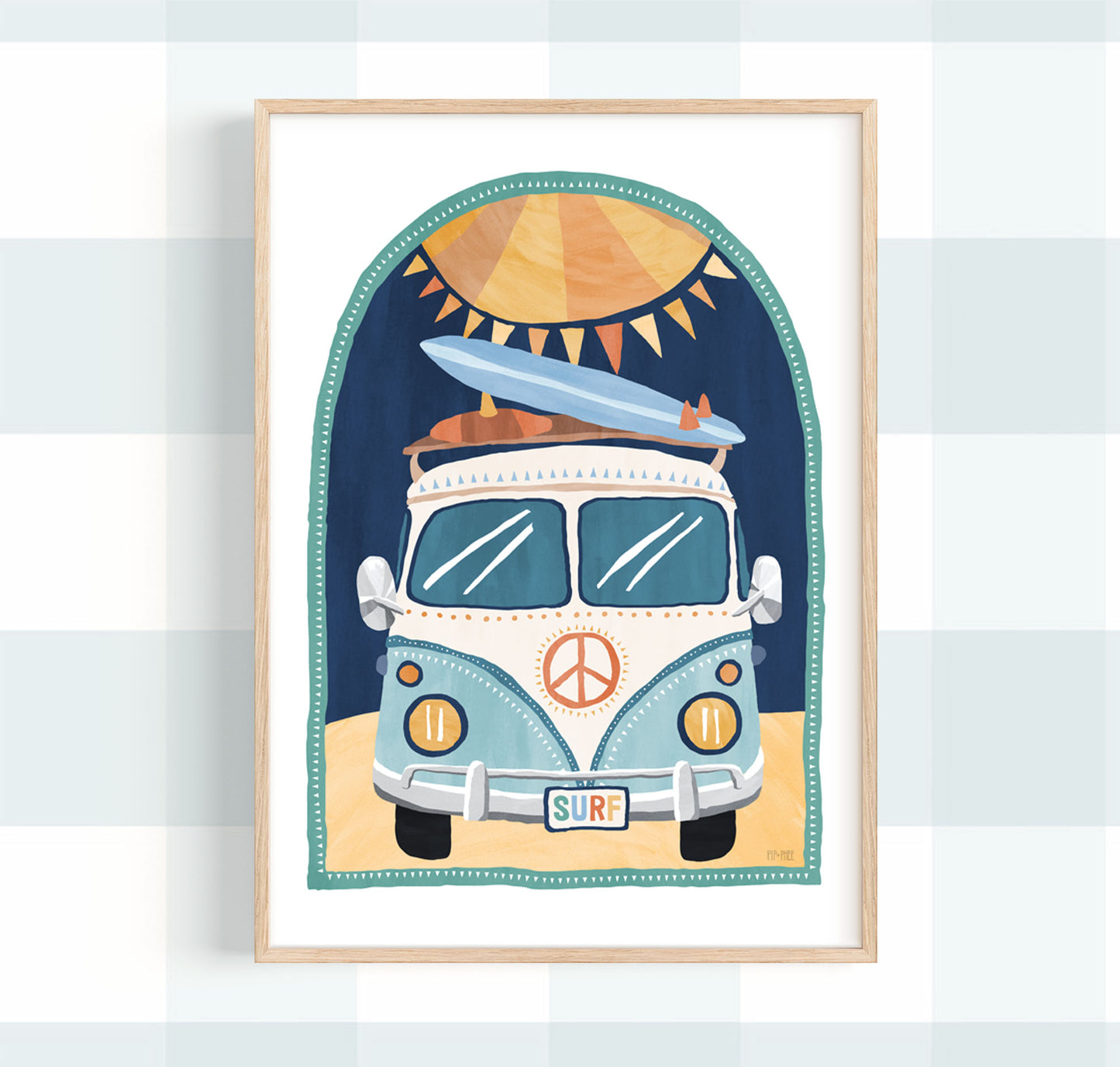 Pip+Phee Going Coconuts Kombi Van Art Print