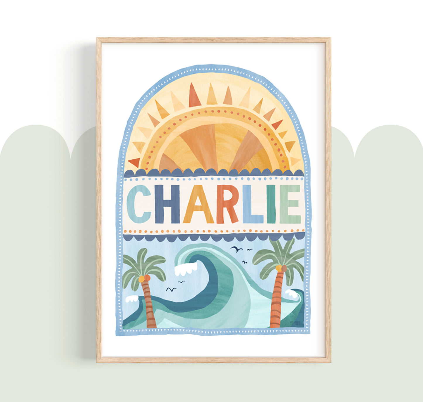 Pip+Phee Going Coconuts Personalised Name Art Print