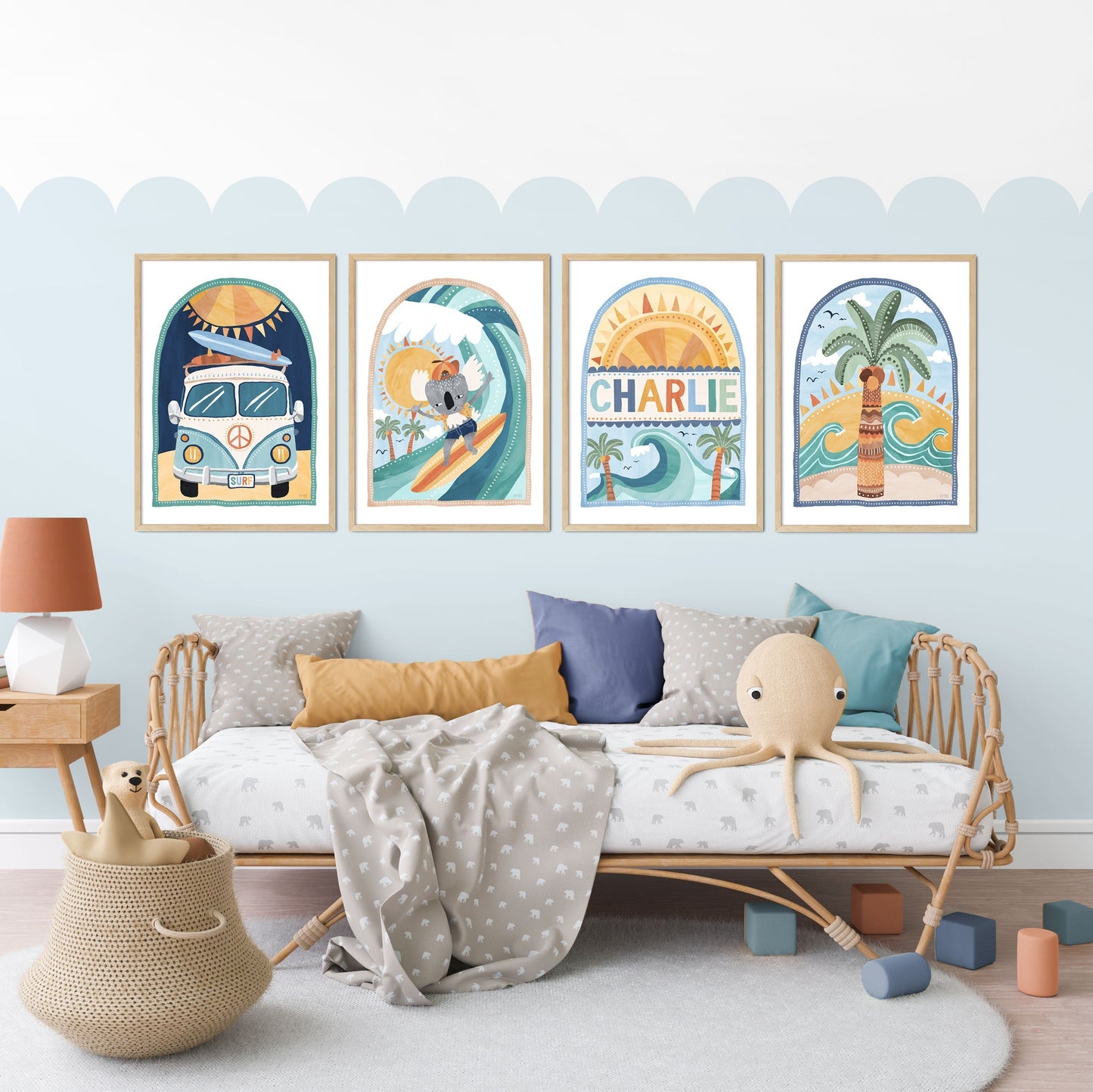 Pip+Phee Going Coconuts Personalised Name Art Print