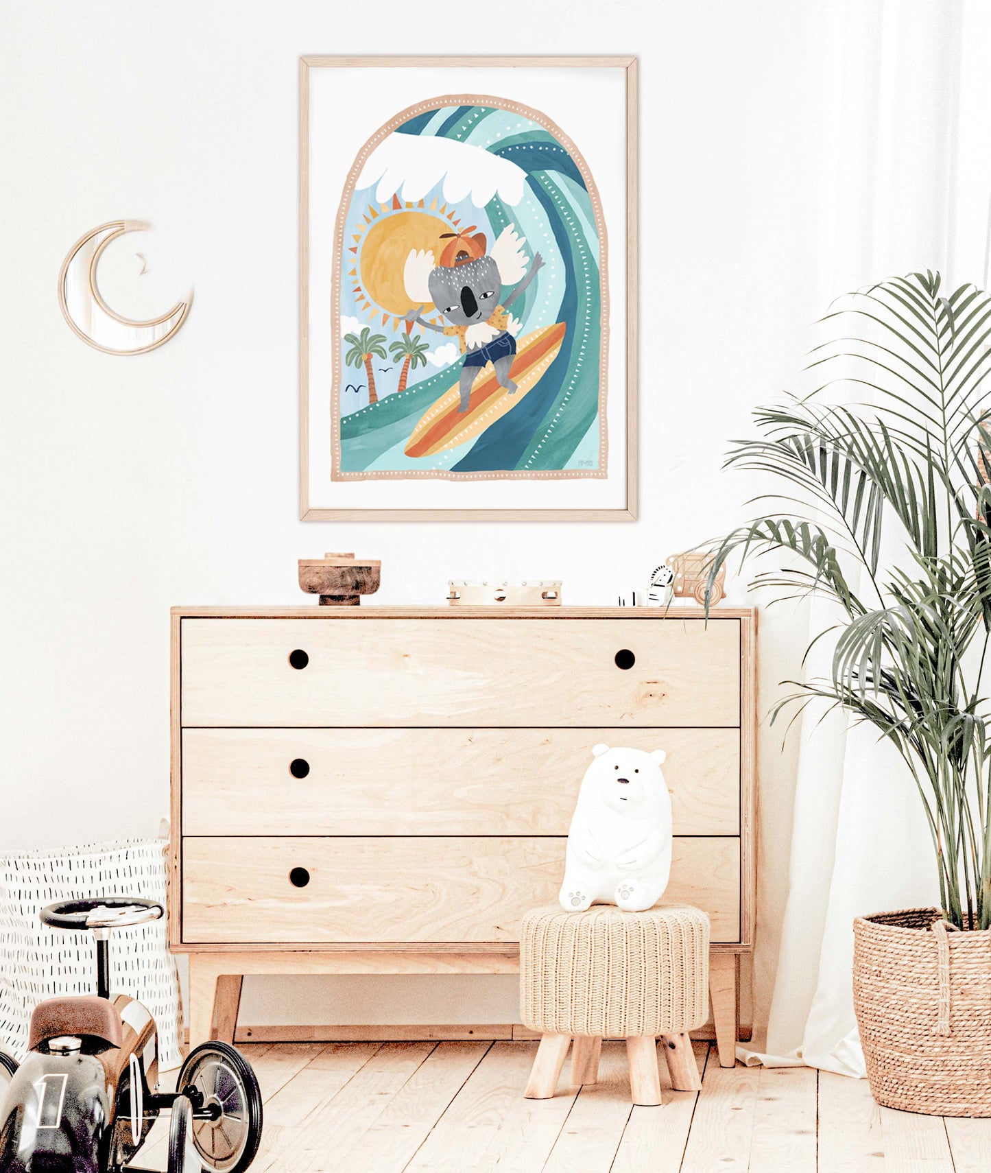 Pip+Phee Going Coconuts Koala Surf Art Print