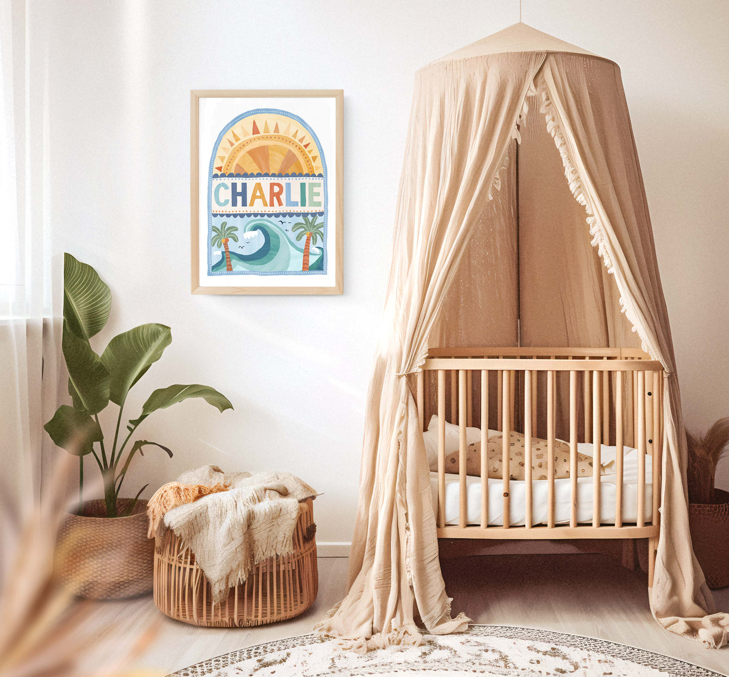 Pip+Phee Going Coconuts Personalised Name Art Print